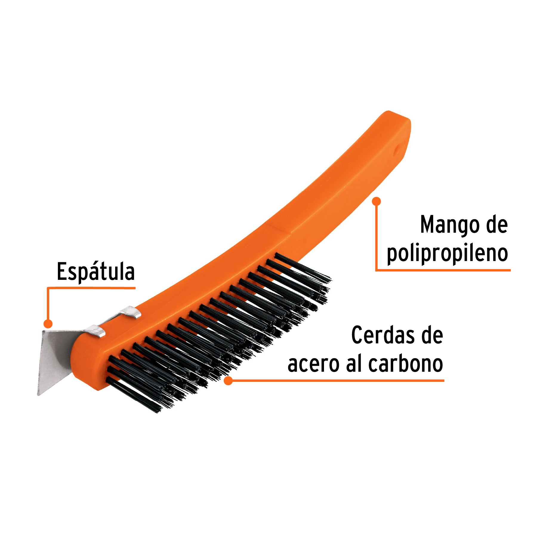 Cepillo de alambre 51 pinceles acero al carbono c/espátula - 11539