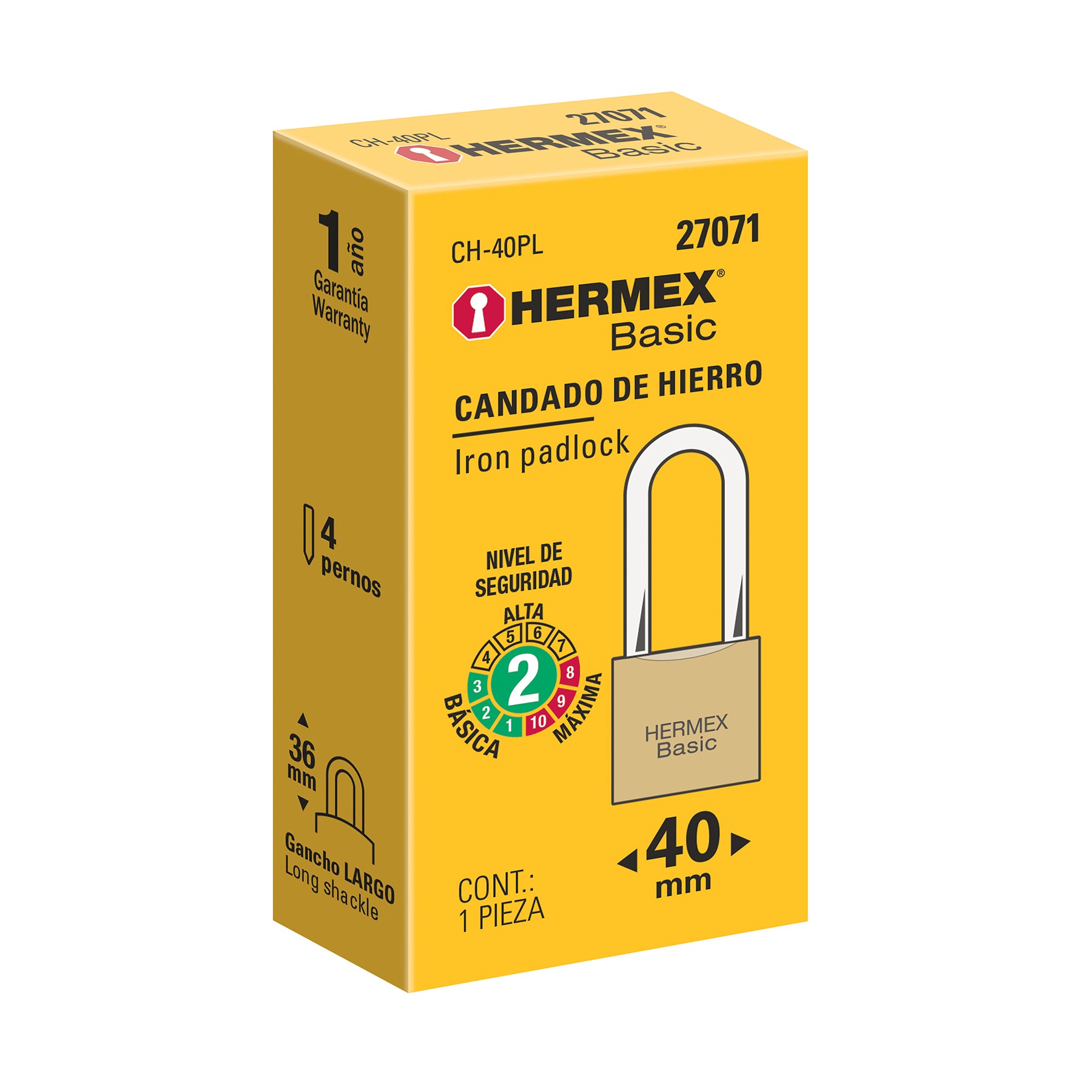 Candado De Hierro 40 Mm, Hermex - 27071