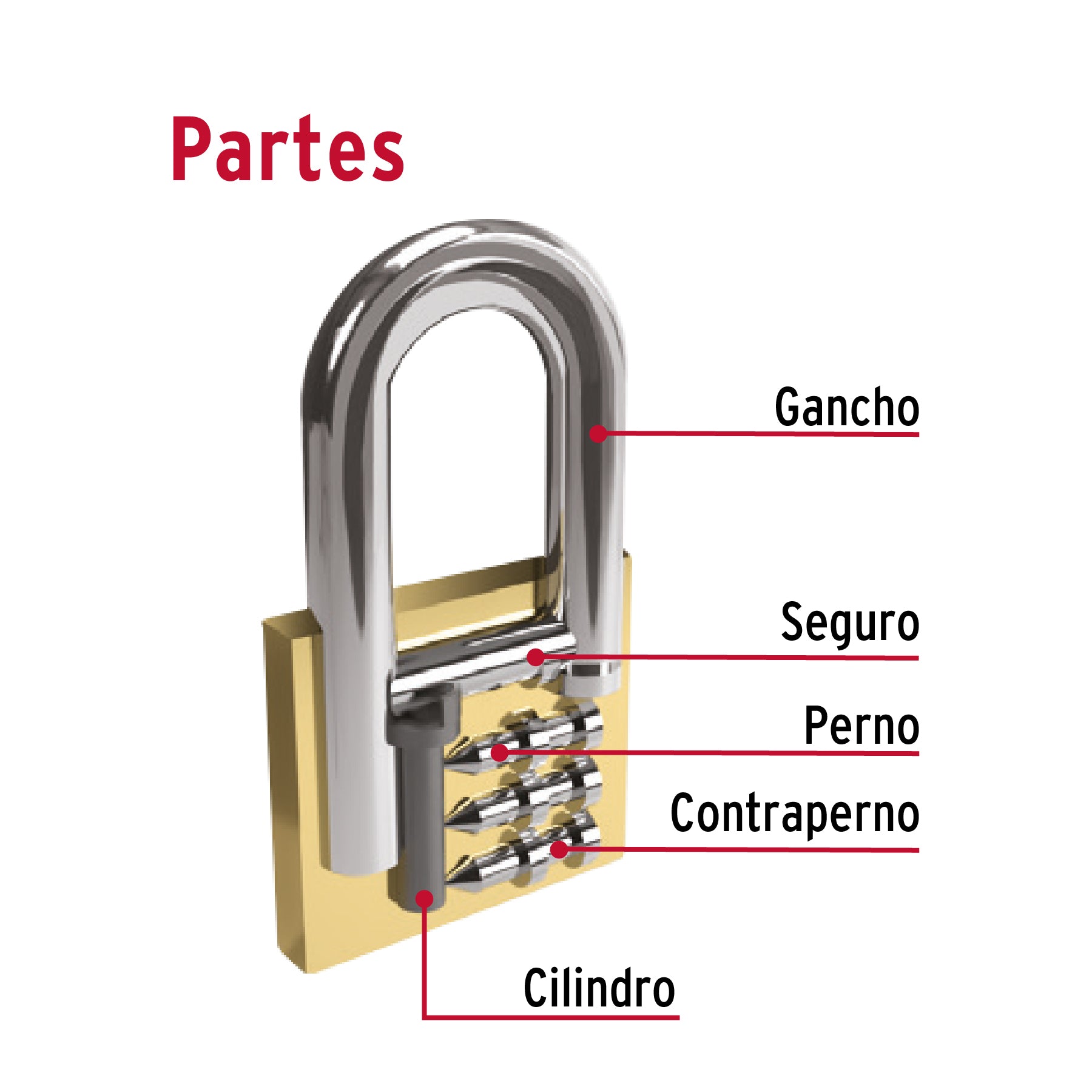 Candado De Hierro 50 Mm Arco Largo, Hermex - 27072
