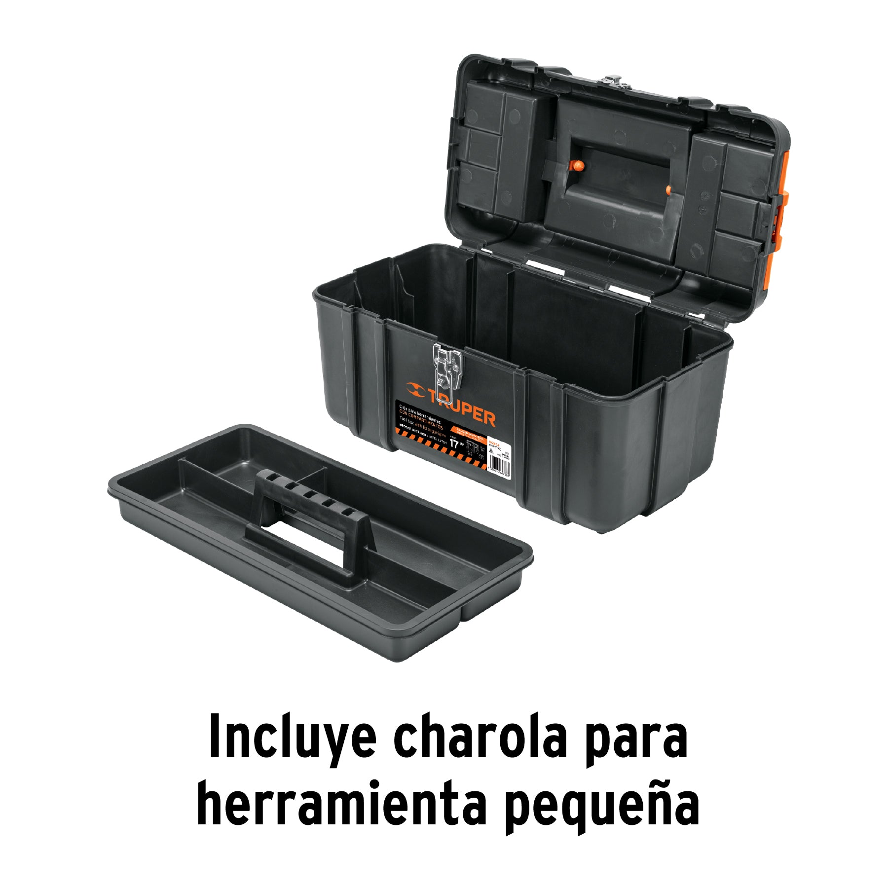 Caja p/herramienta 17' con compartimentos, broches metálicos - 102434