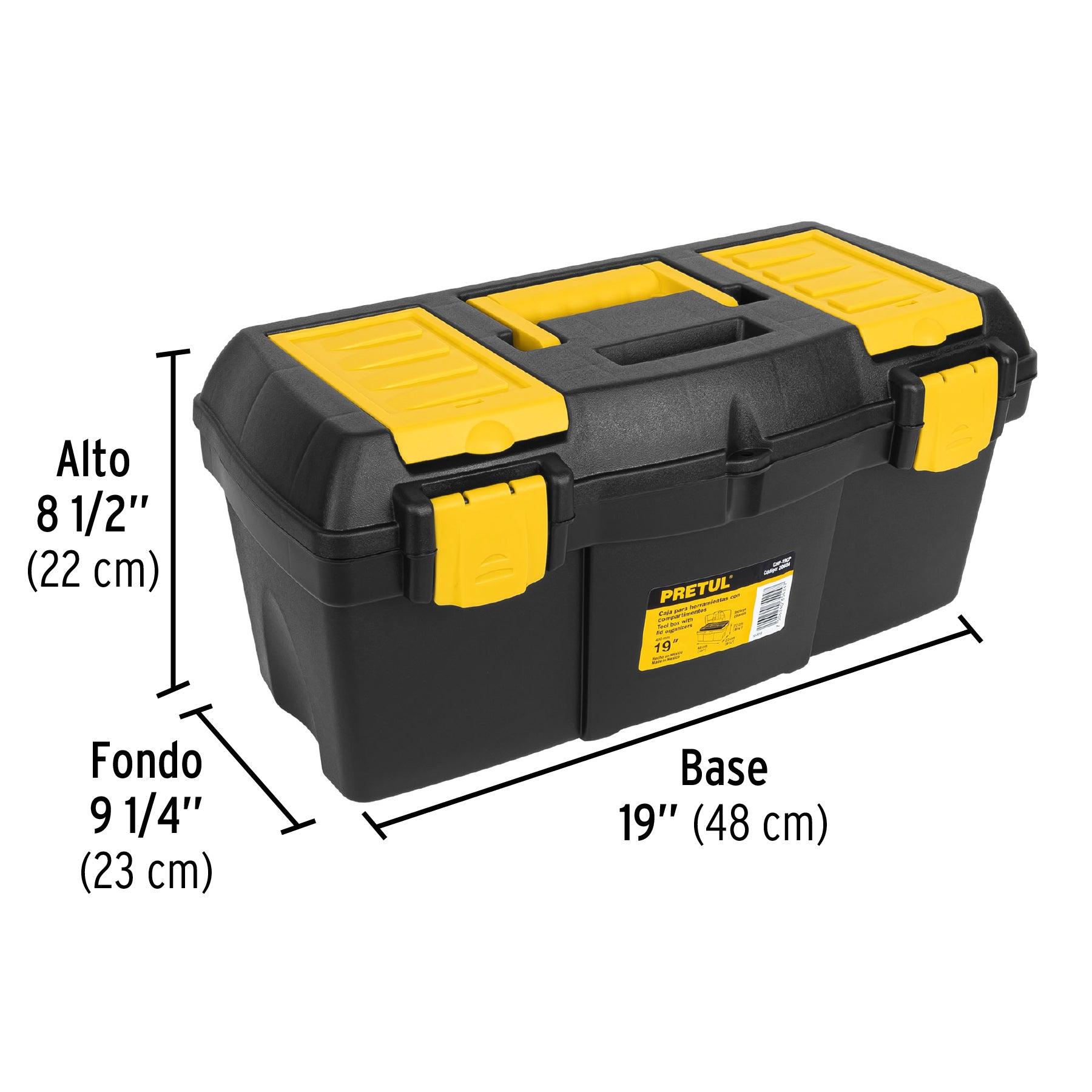 Caja para herramienta de 19" con compartimentos, Pretul - 20604