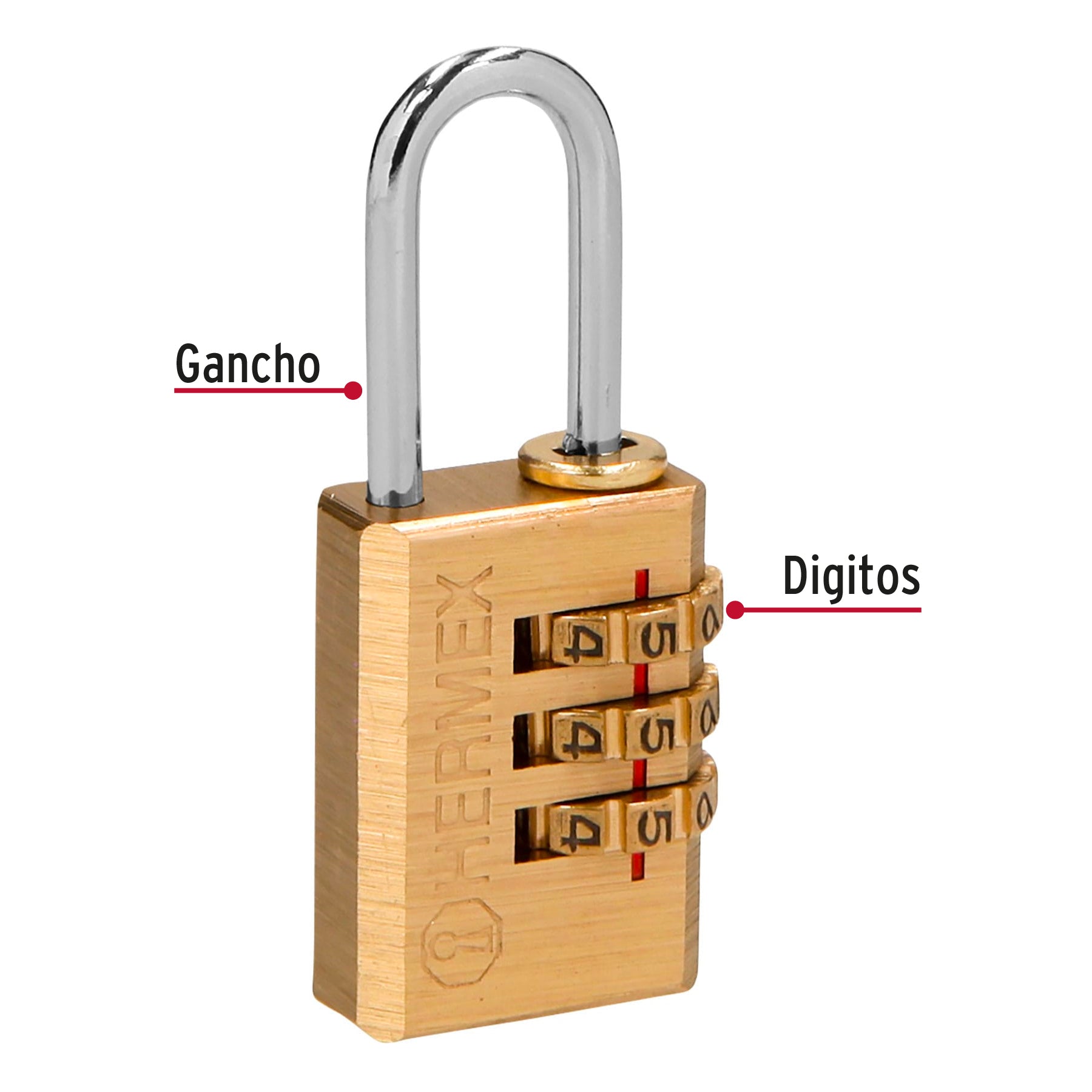 Candado de combinación 20 mm cuerpo de latón Hermex - 43346