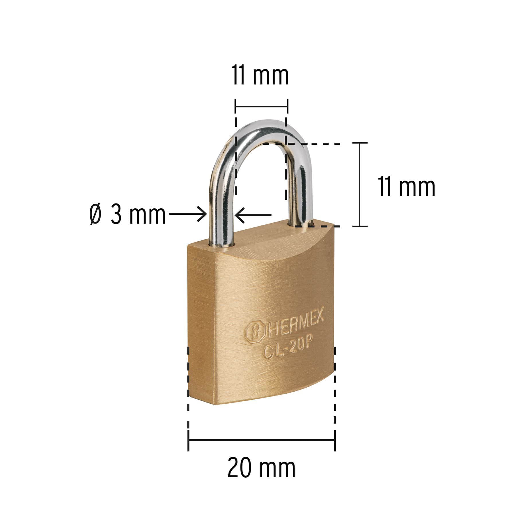 Blíster con 2 candados de latón de 20 mm, Hermex Basic - 23513