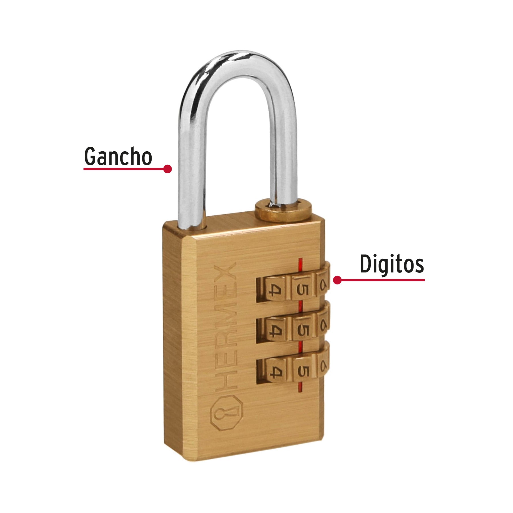 Candado de combinación 28 mm cuerpo de latón Hermex - 43347