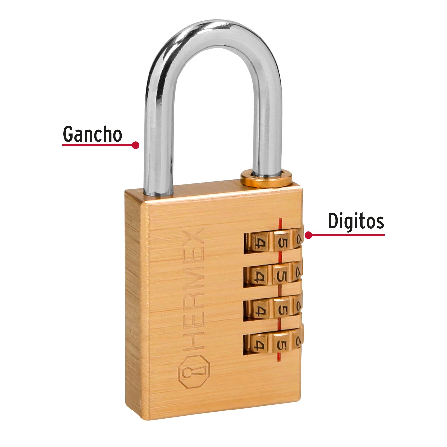 Candado de combinación 40 mm cuerpo de latón Hermex - 43348