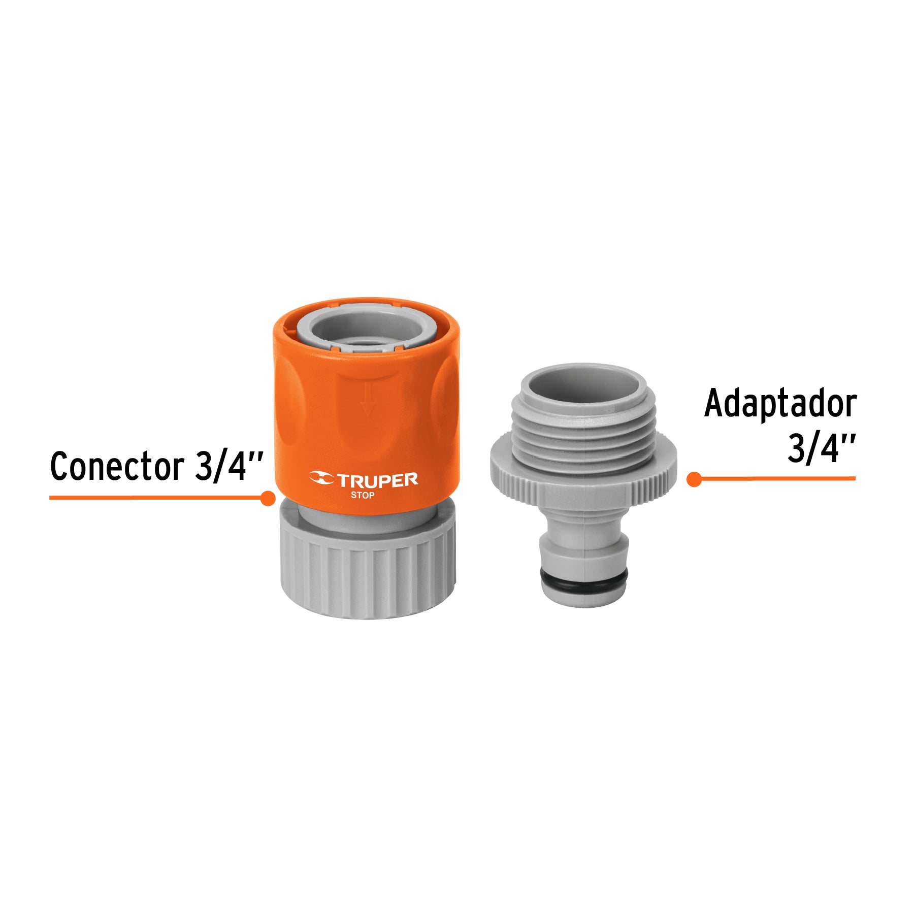 Conector rápido de ABS 3/4" manguera-acc. sistema click, Truper - 12722
