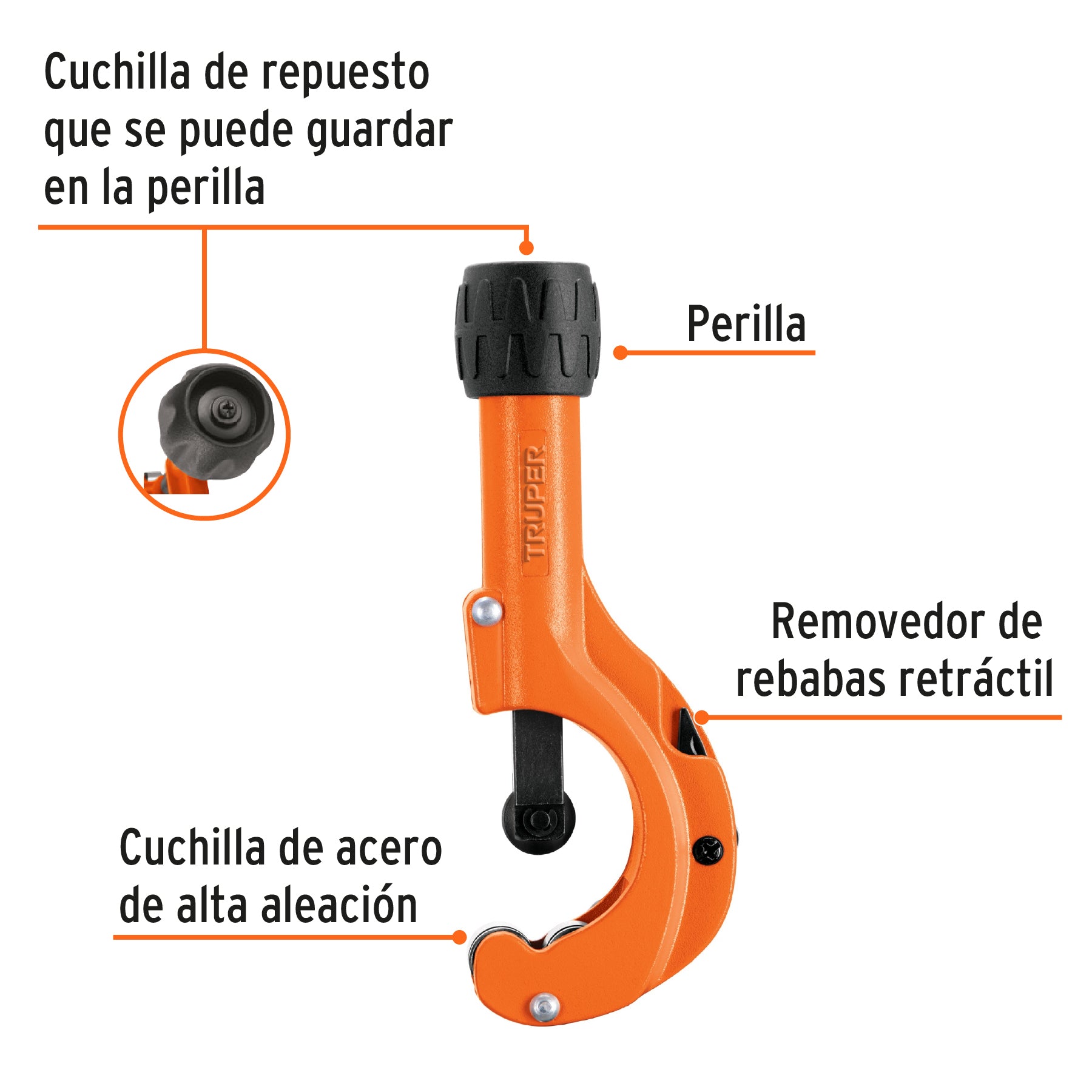 Cortador Tubo De Cobre 1/8  A 1-1/4  Cuchilla 18 Mm, Truper - 12856