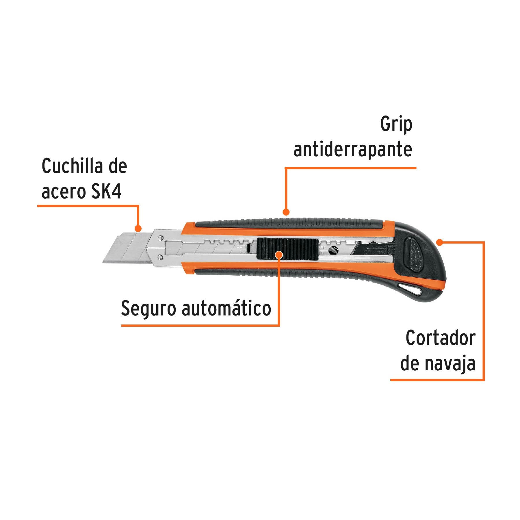 Cutter 18 mm profesional con alma metálica y grip, Truper - 16977