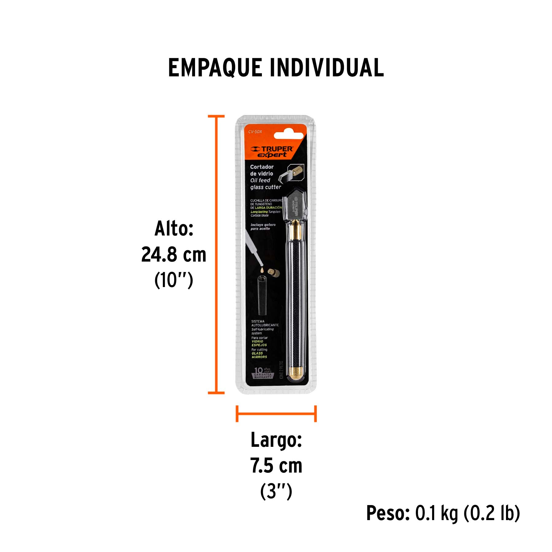 Cortador de vidrio 6" con depósito de aceite, Truper - 19605