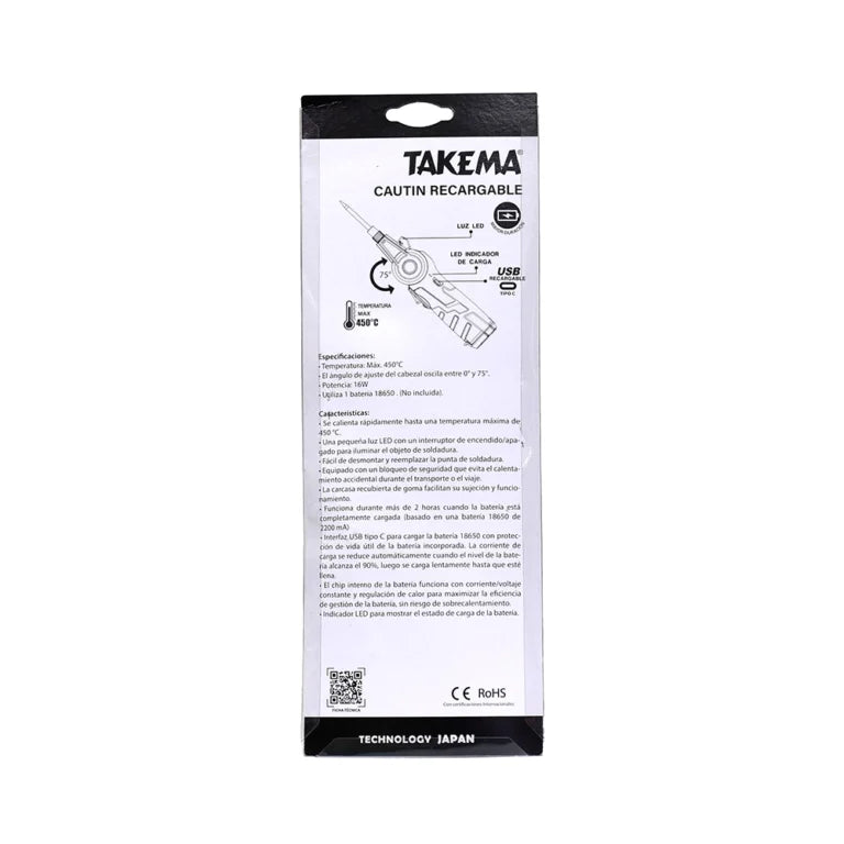 CAUTIN RECARGABLE TIPO C 16W, TAKEMA ZD-20L