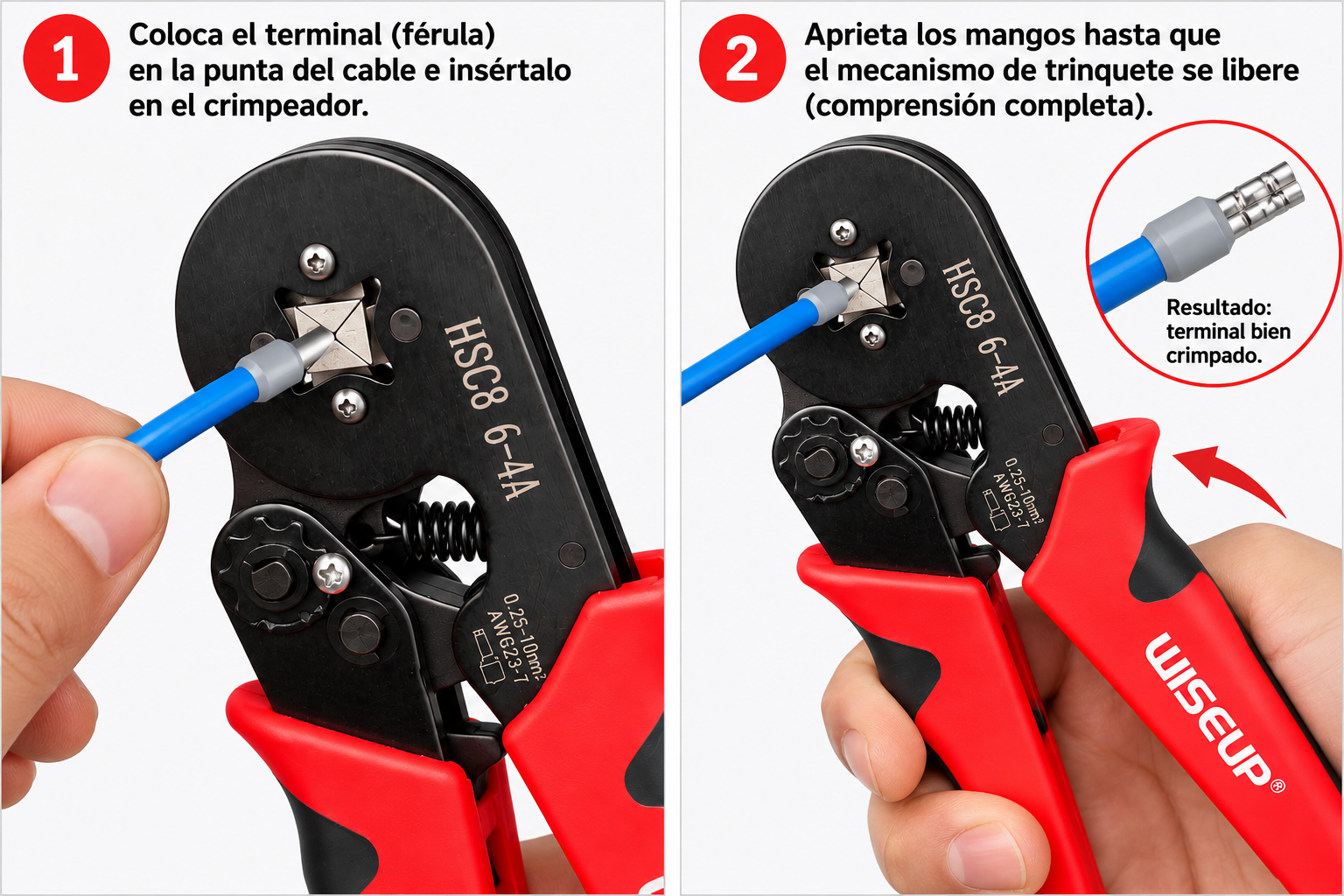 Alicate Crimping para terminal tipo pin WISEUP 10505