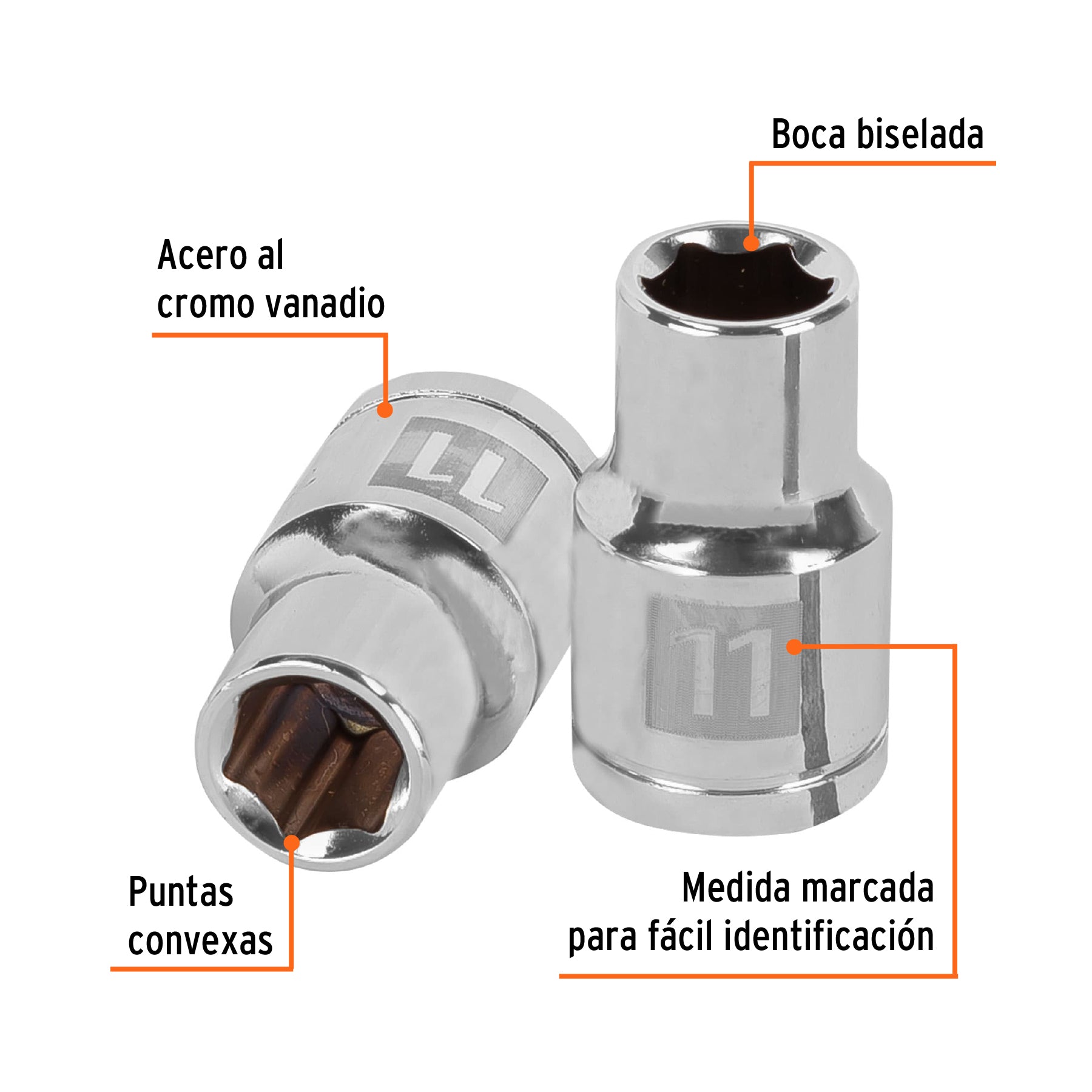 Dado hexagonal encastre 1/2" de 11 mm, Truper - 13261