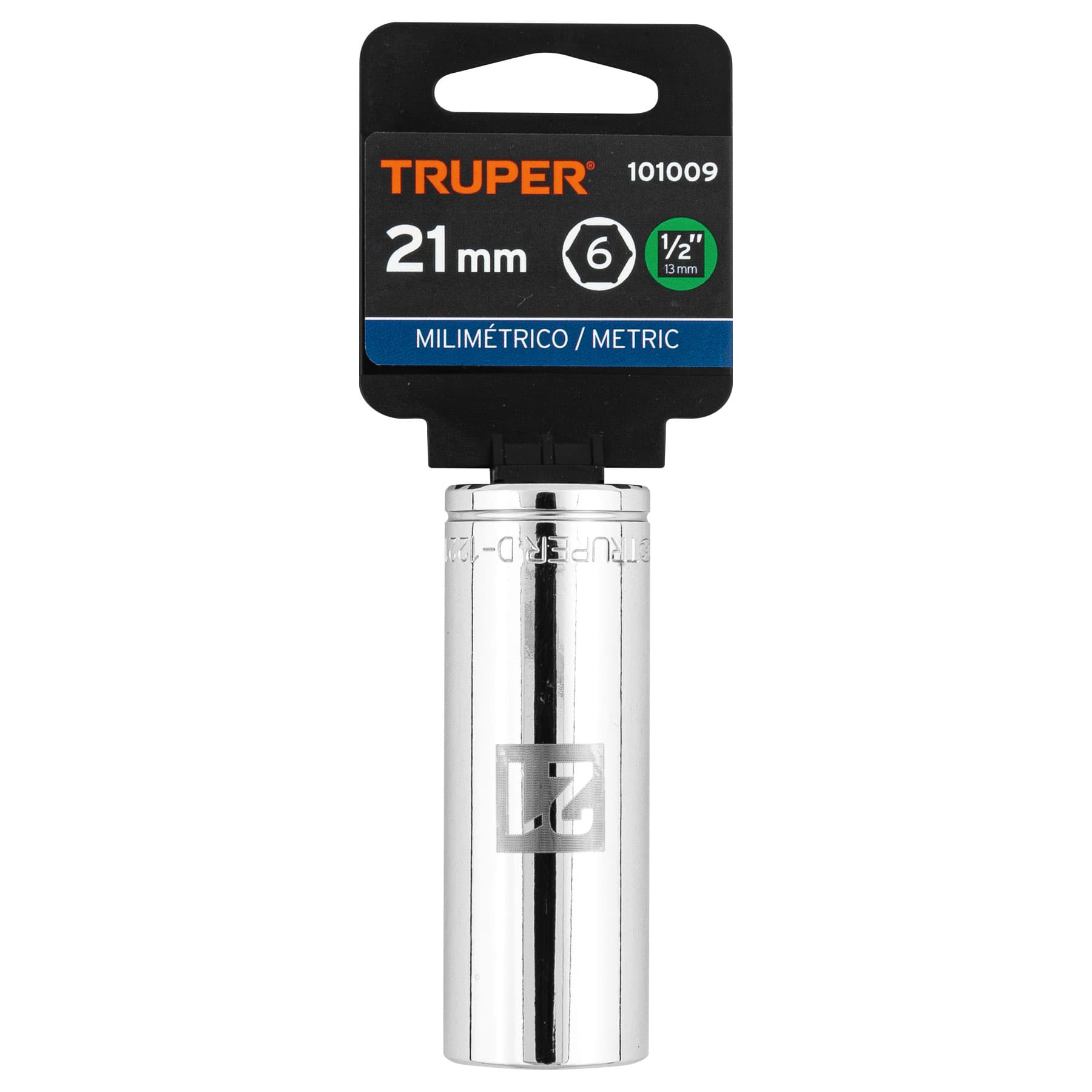 Dado tubular hexagonal encastre 1/2" de 21 mm, Truper - 101009