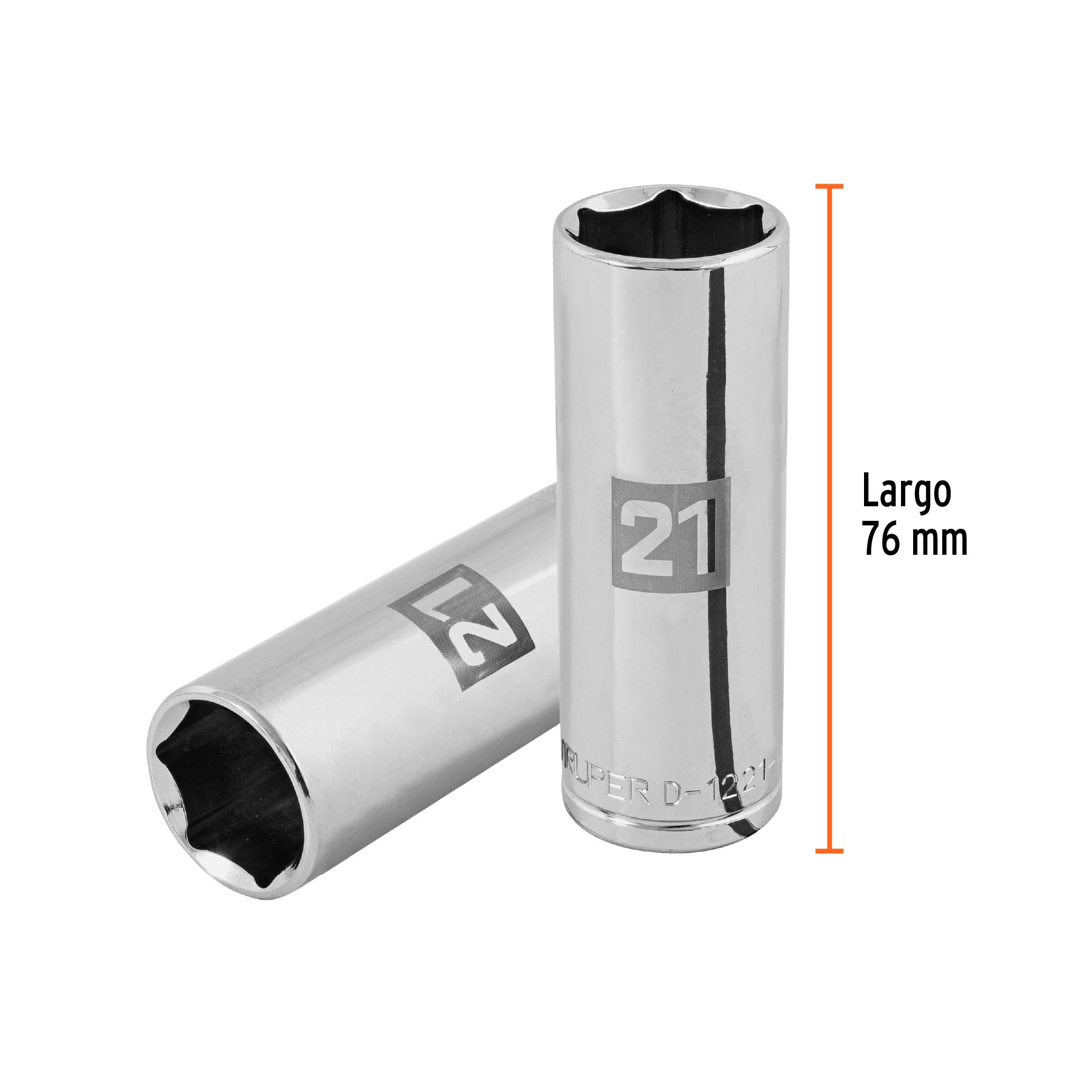 Dado tubular hexagonal encastre 1/2" de 21 mm, Truper - 101009