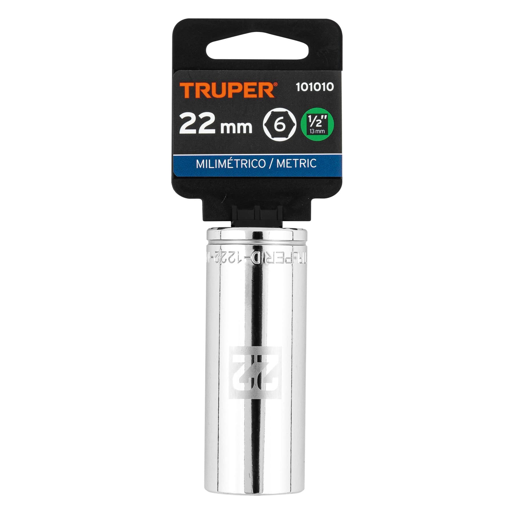 Dado tubular hexagonal encastre 1/2" de 22 mm, Truper - 101010