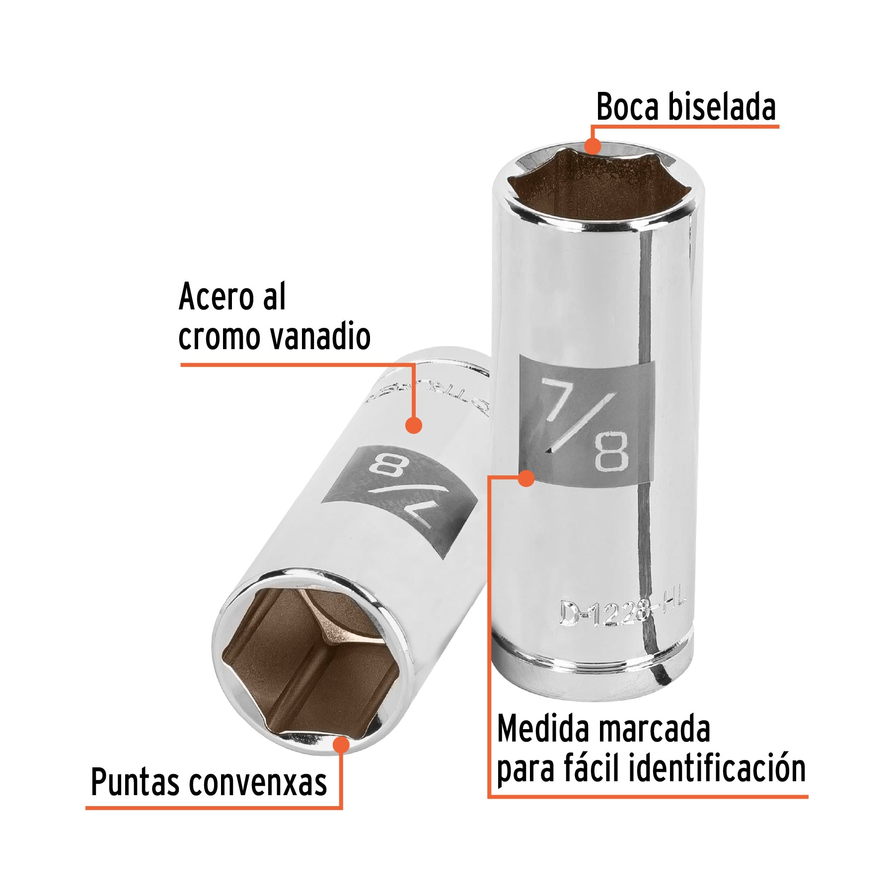 Dado tubular hexagonal encastre 1/2" de 7/8", Truper - 13331