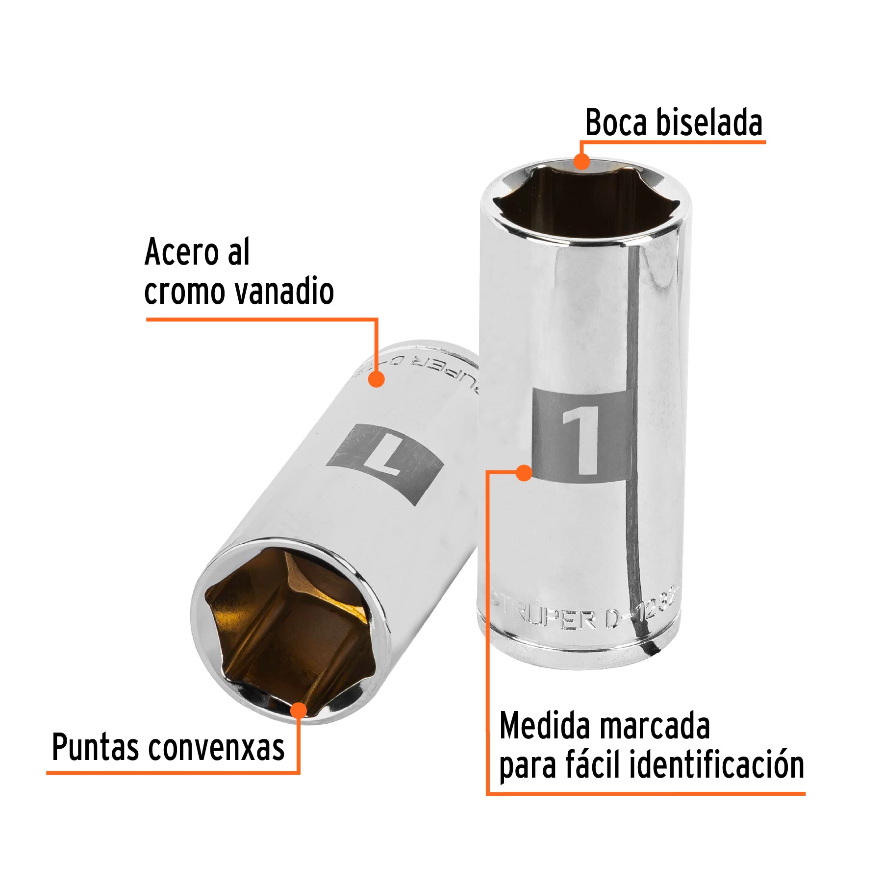 Dado tubular hexagonal encastre 1/2" de 1", Truper - 13333