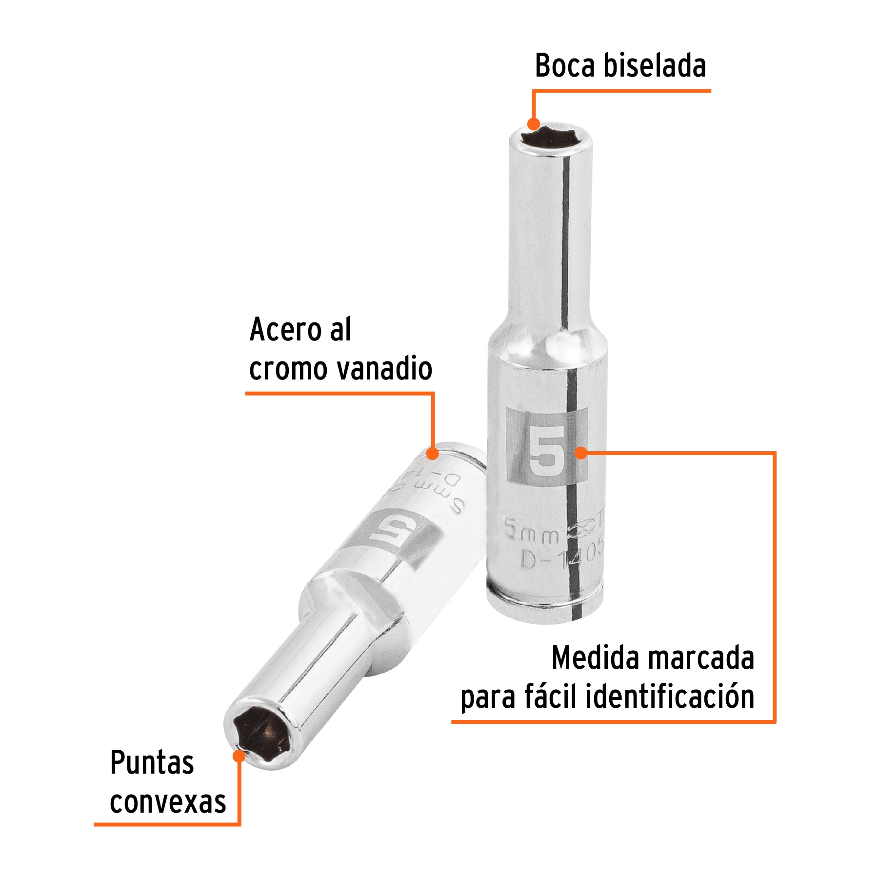 Dado tubular hexagonal encastre 1/4" de 5 mm, Truper - 100969