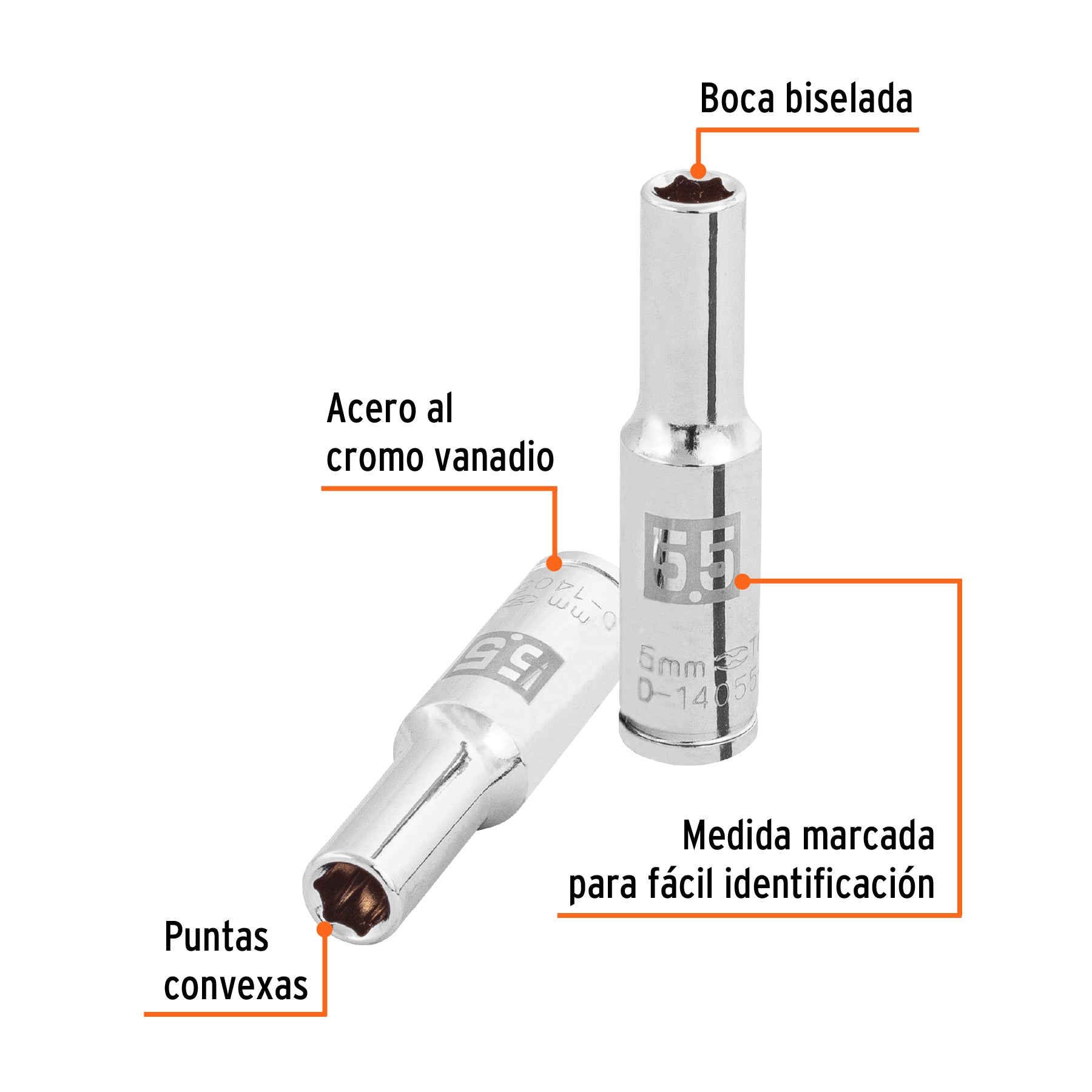Dado tubular hexagonal encastre 1/4" de 5.5 mm, Truper - 100970