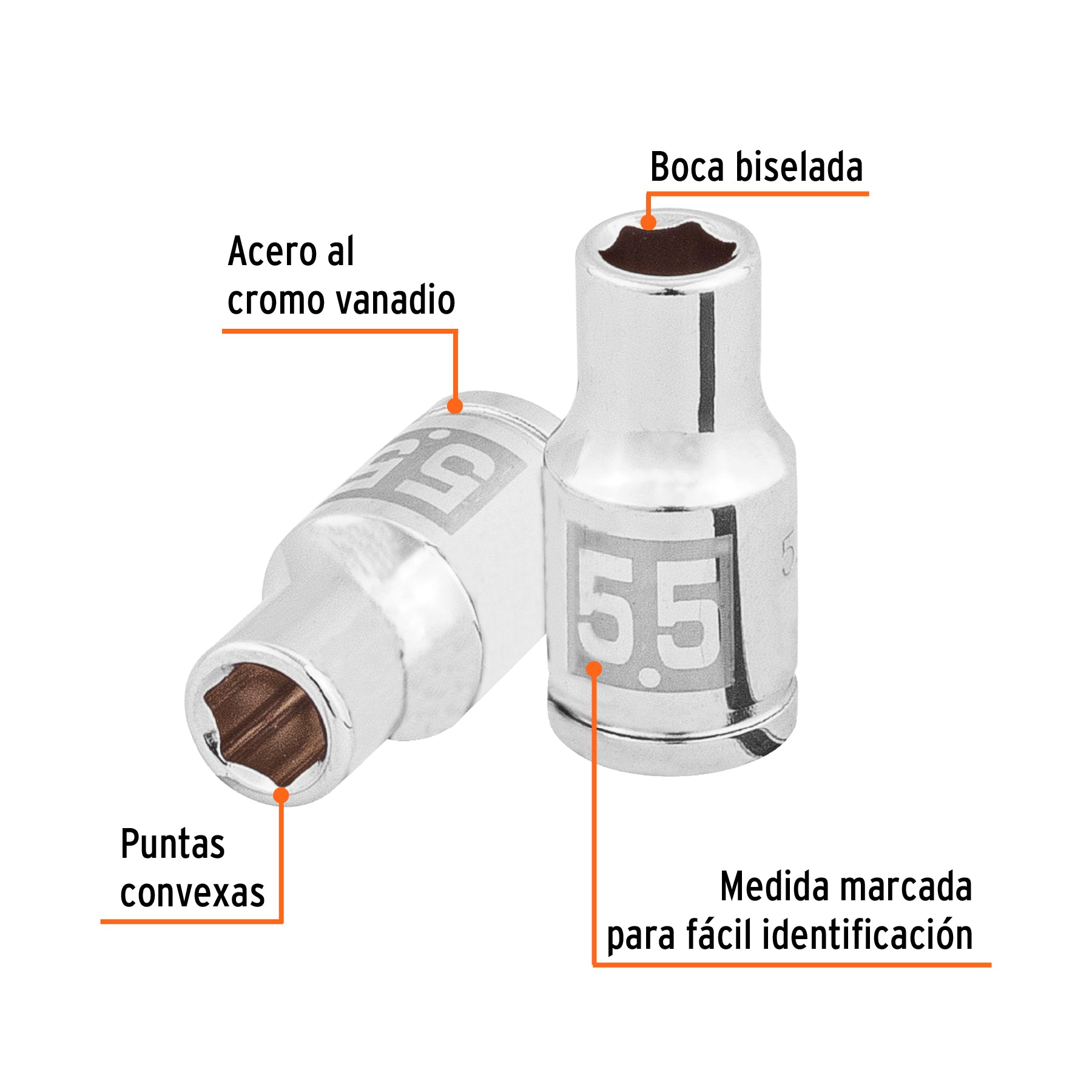 Dado de 5.5 mm, 6 puntas, cuadro 1/4', Truper - 100966