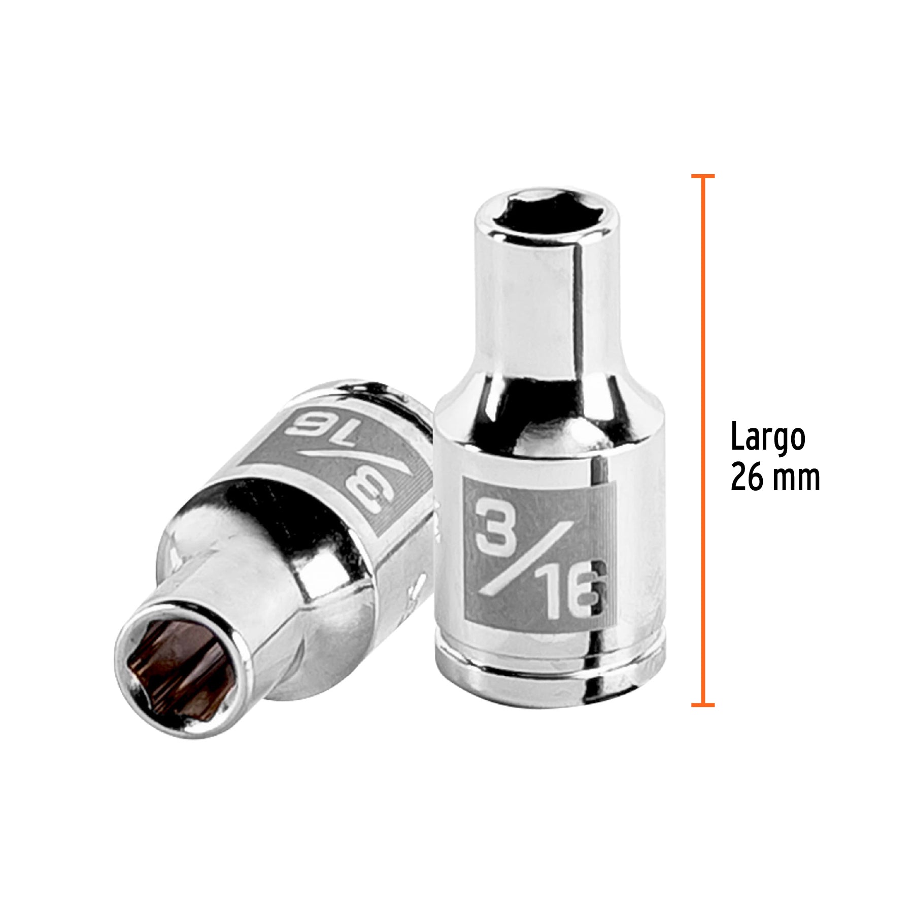 Dado cuadro 1/4" de 6 puntas de 3/16", Truper - 13154