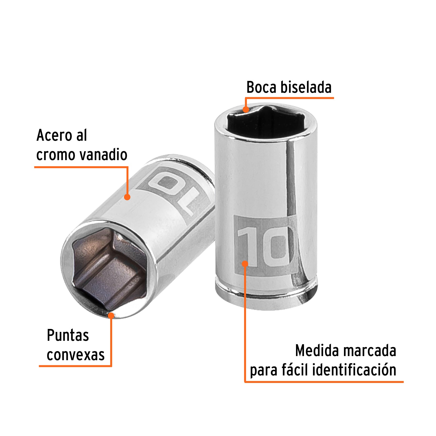 Dado hexagonal encastre 1/4" de 10 mm, Truper - 13172