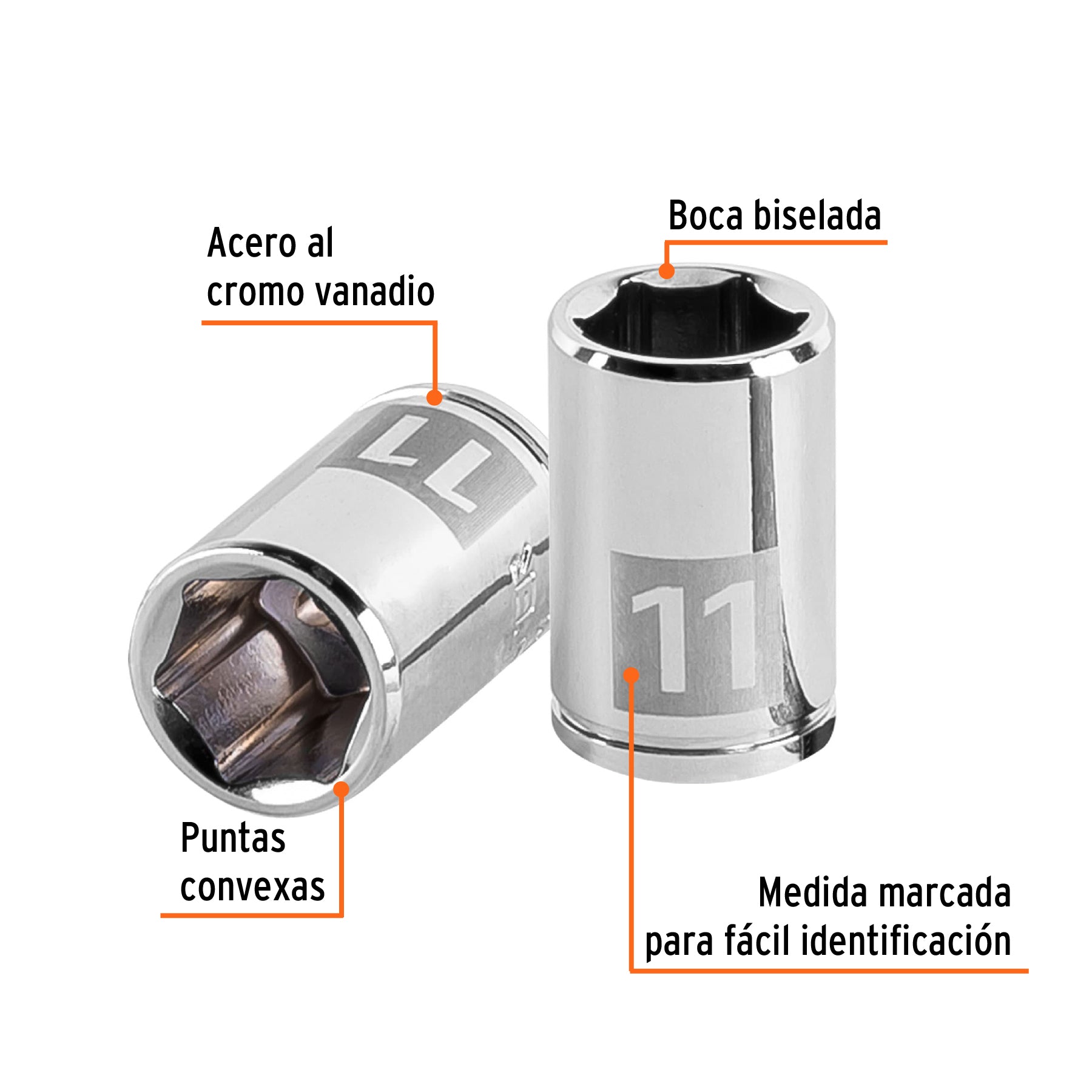 Dado hexagonal encastre 1/4" de 11 mm, Truper - 13173