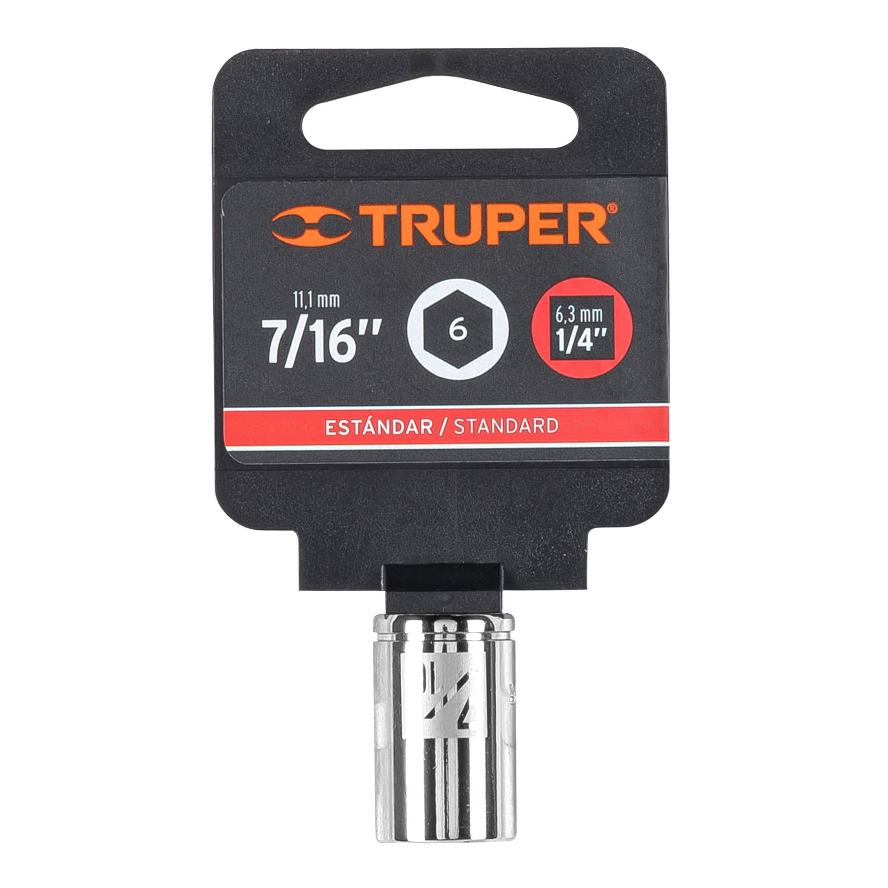 Dado cuadro 1/4" de 6 puntas de 7/16", Truper - 13161