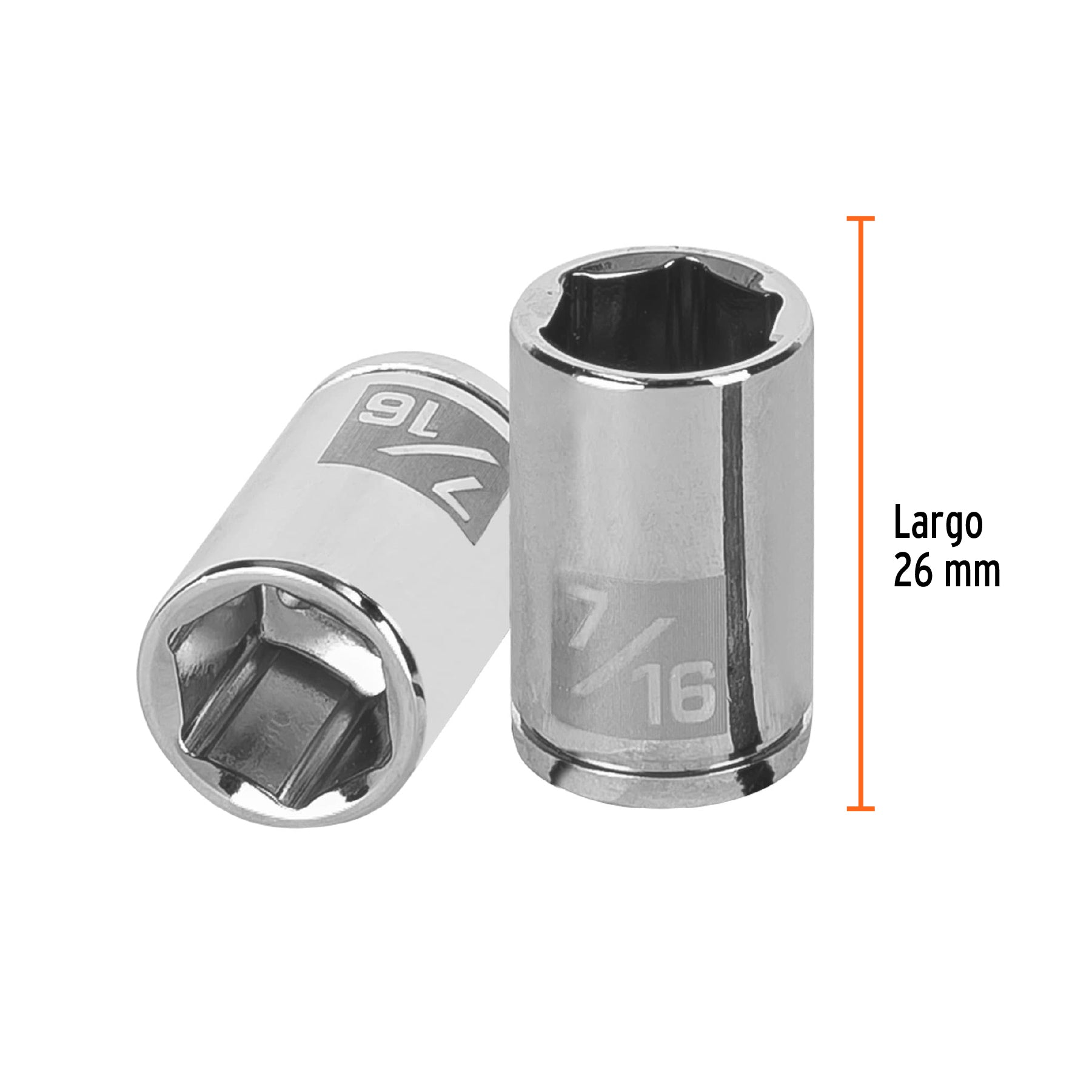 Dado cuadro 1/4" de 6 puntas de 7/16", Truper - 13161