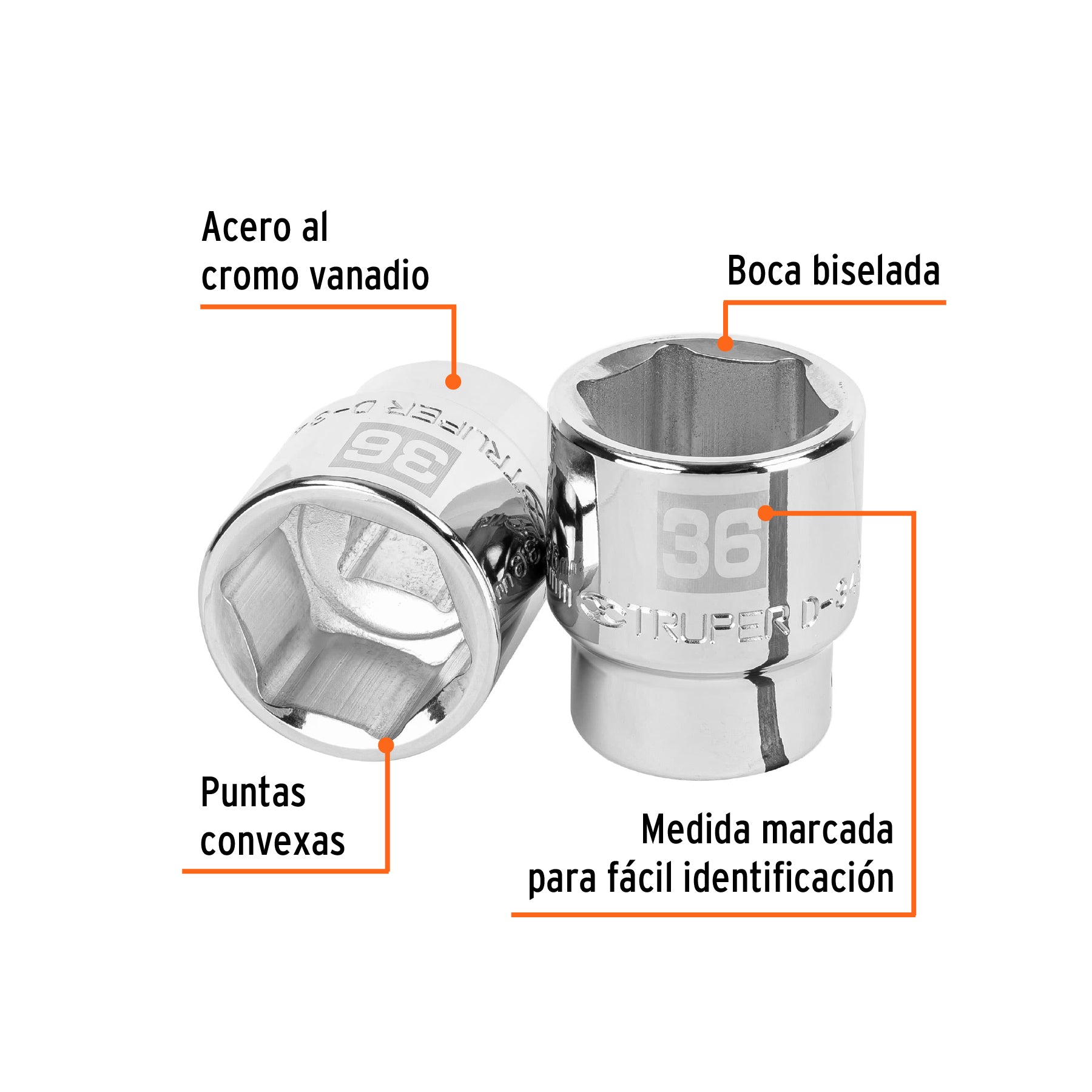 Dado hexagonal encastre 3/4" de 36 mm, Truper - 14987