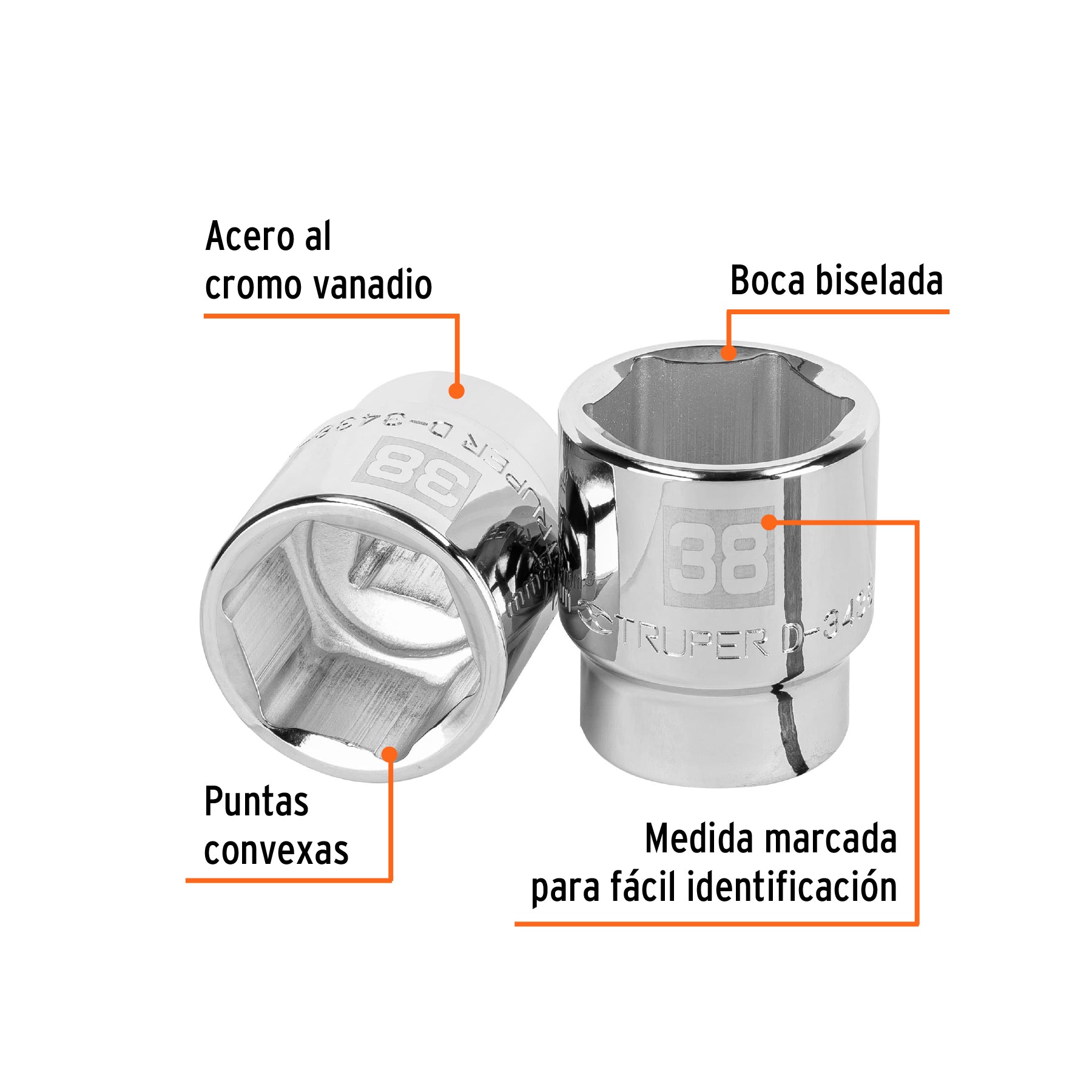Dado hexagonal encastre 3/4" de 38 mm, Truper - 14989