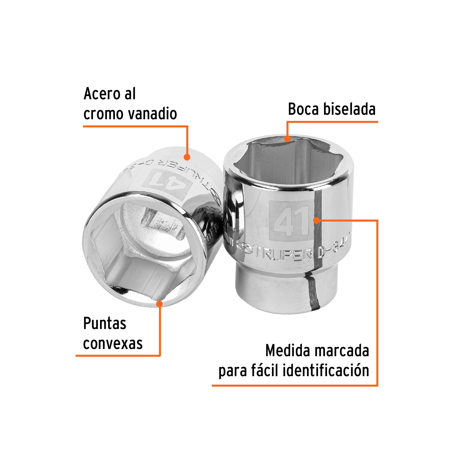 Dado de 41 mm, 6 puntas, cuadro 3/4", Truper - 14993