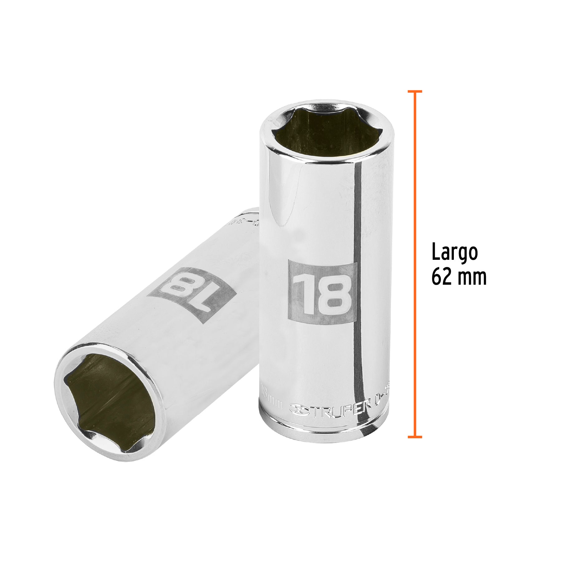 Dado tubular hexagonal encastre 3/8" de 18 mm, Truper - 13778