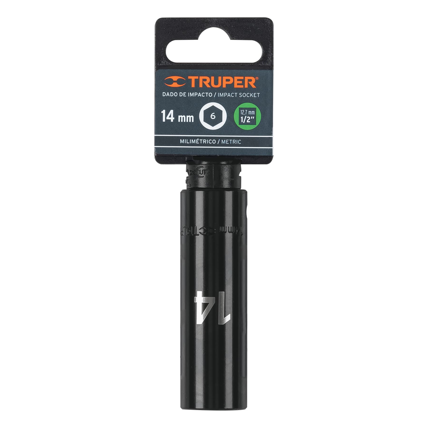 Dado tubular hexagonal encastre 1/2" de impacto de 14 mm, Truper - 12426