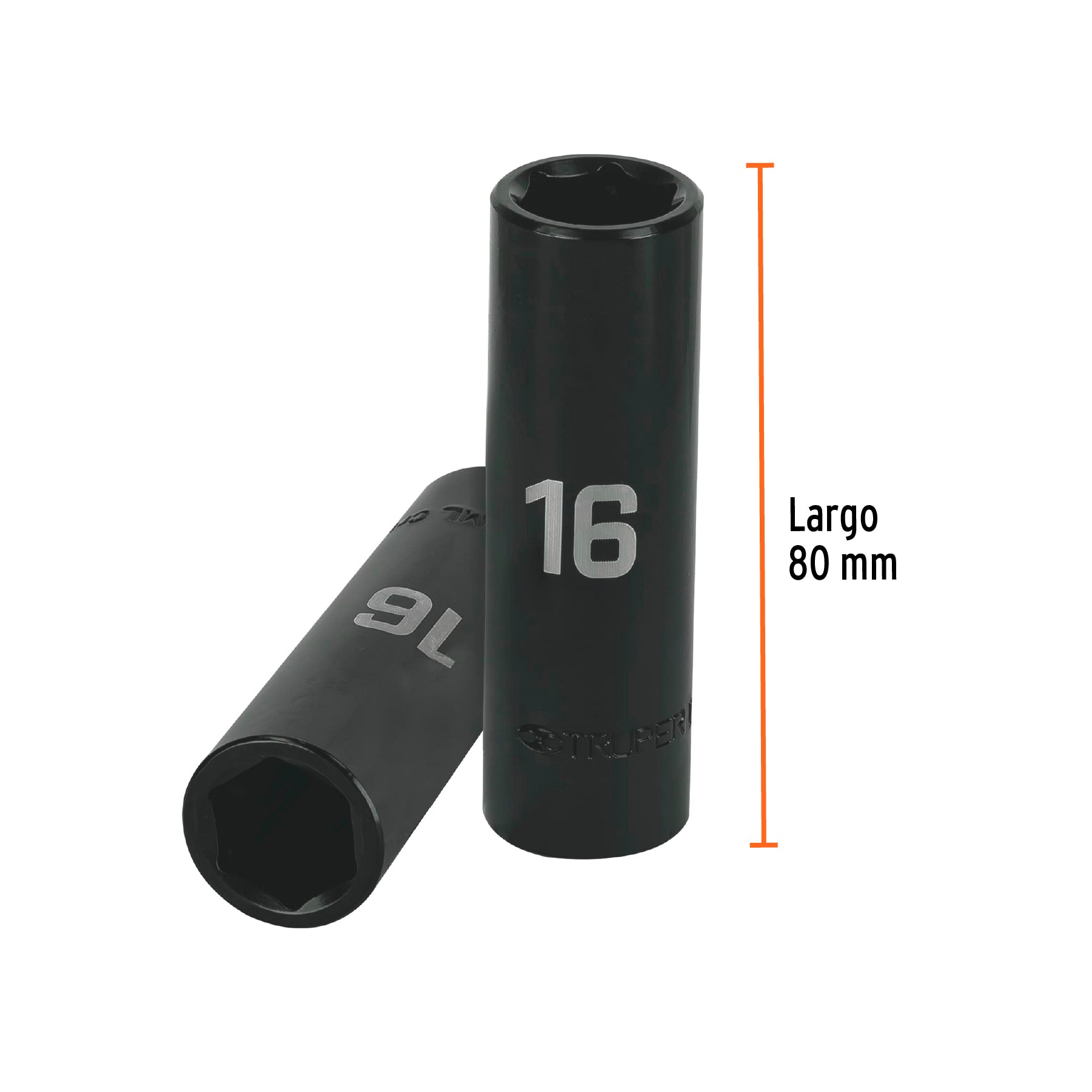 Dado largo cuadro 1/2" de impacto 6 puntas de 16 mm, Truper - 12428