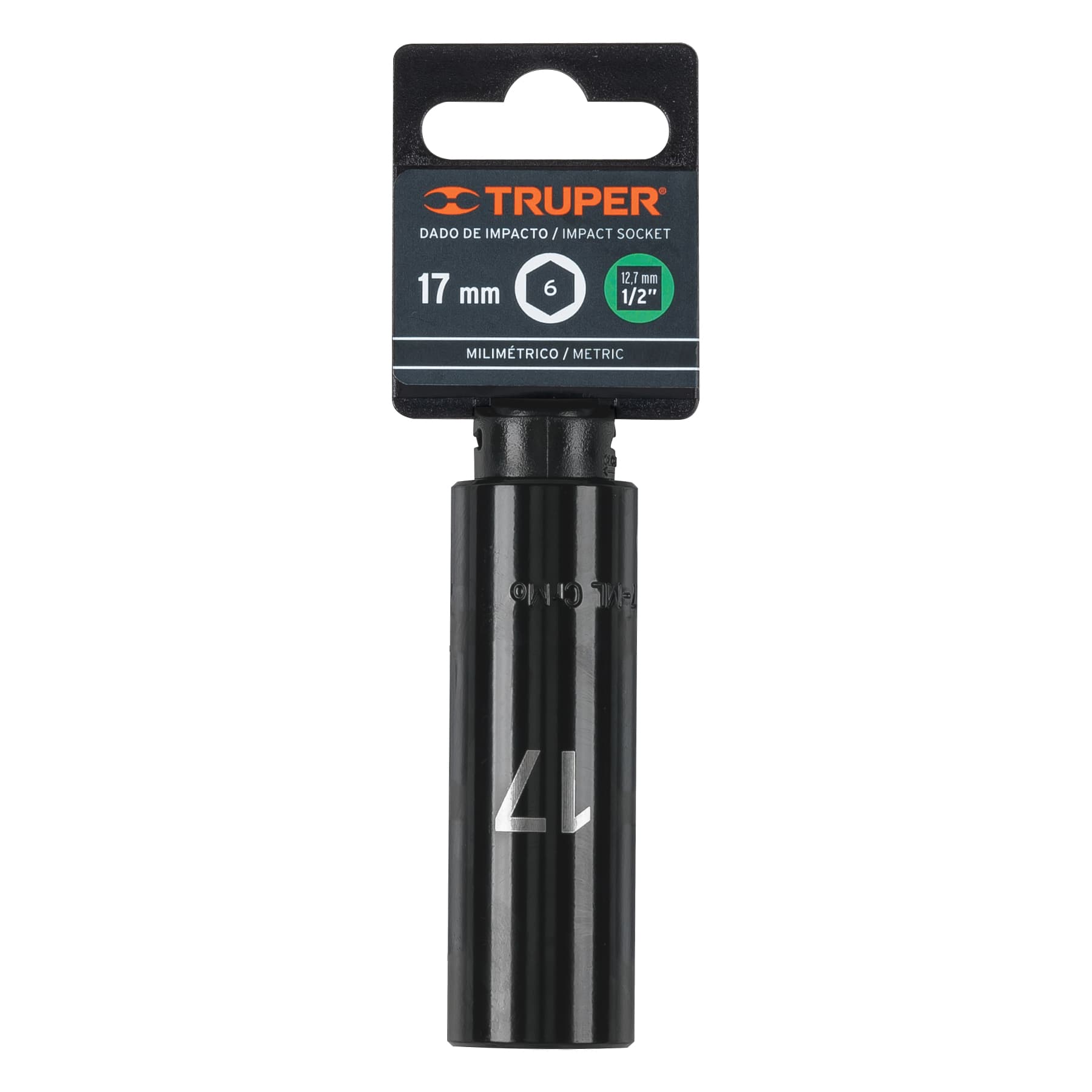 Dado largo cuadro 1/2" de impacto 6 puntas de 17 mm, Truper - 12429