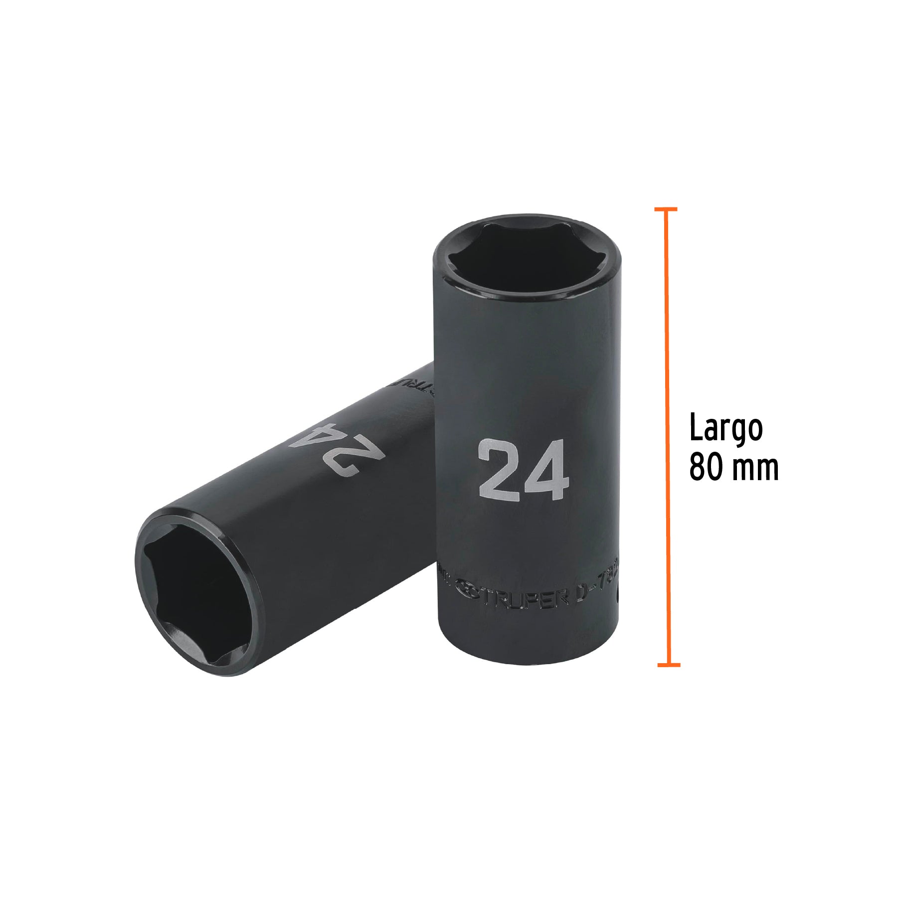 Dado largo impacto de 24 mm, 6 puntas, cuadro 1/2", Truper - 100923