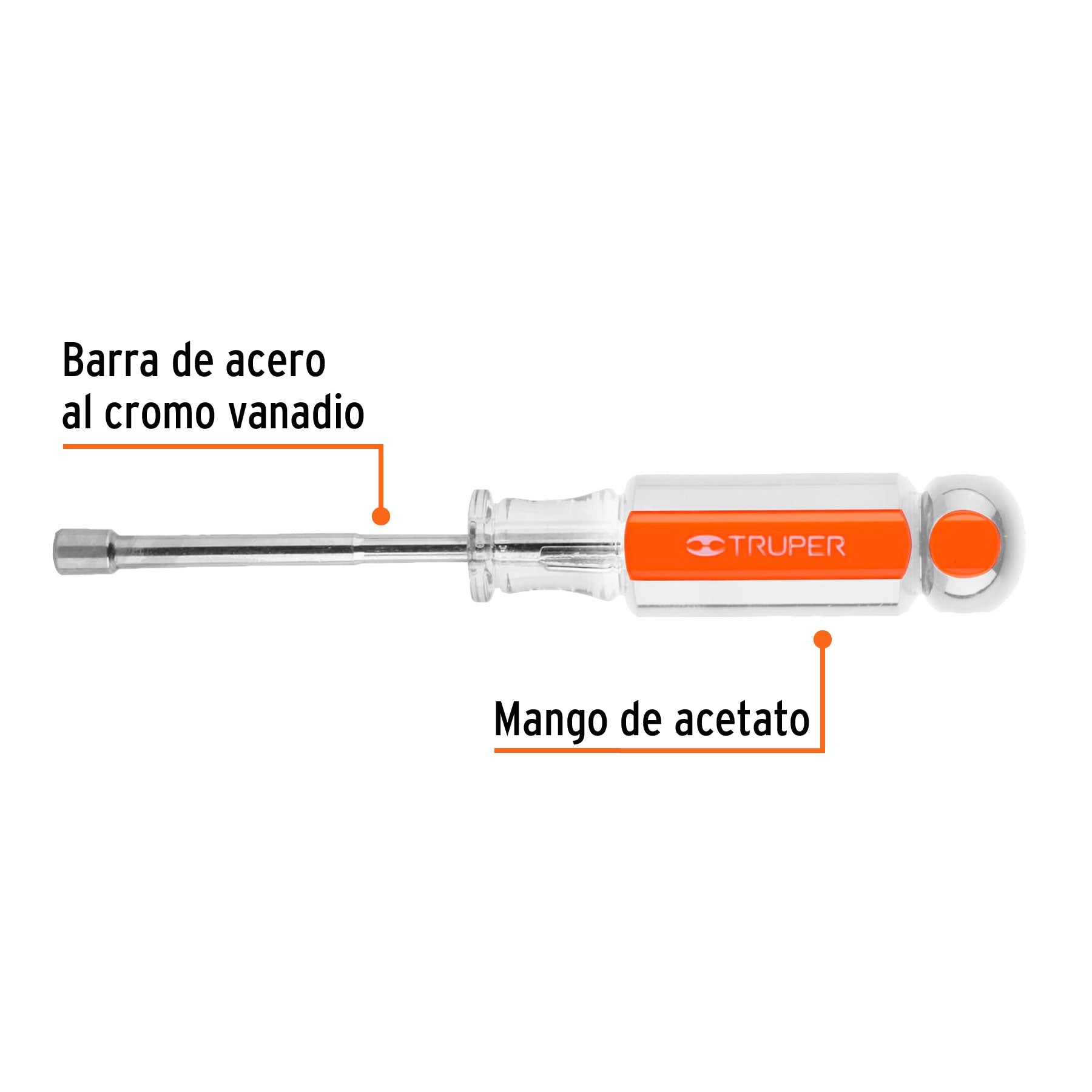 Desarmador dado 3/16" mango de acetato, Truper - 14119