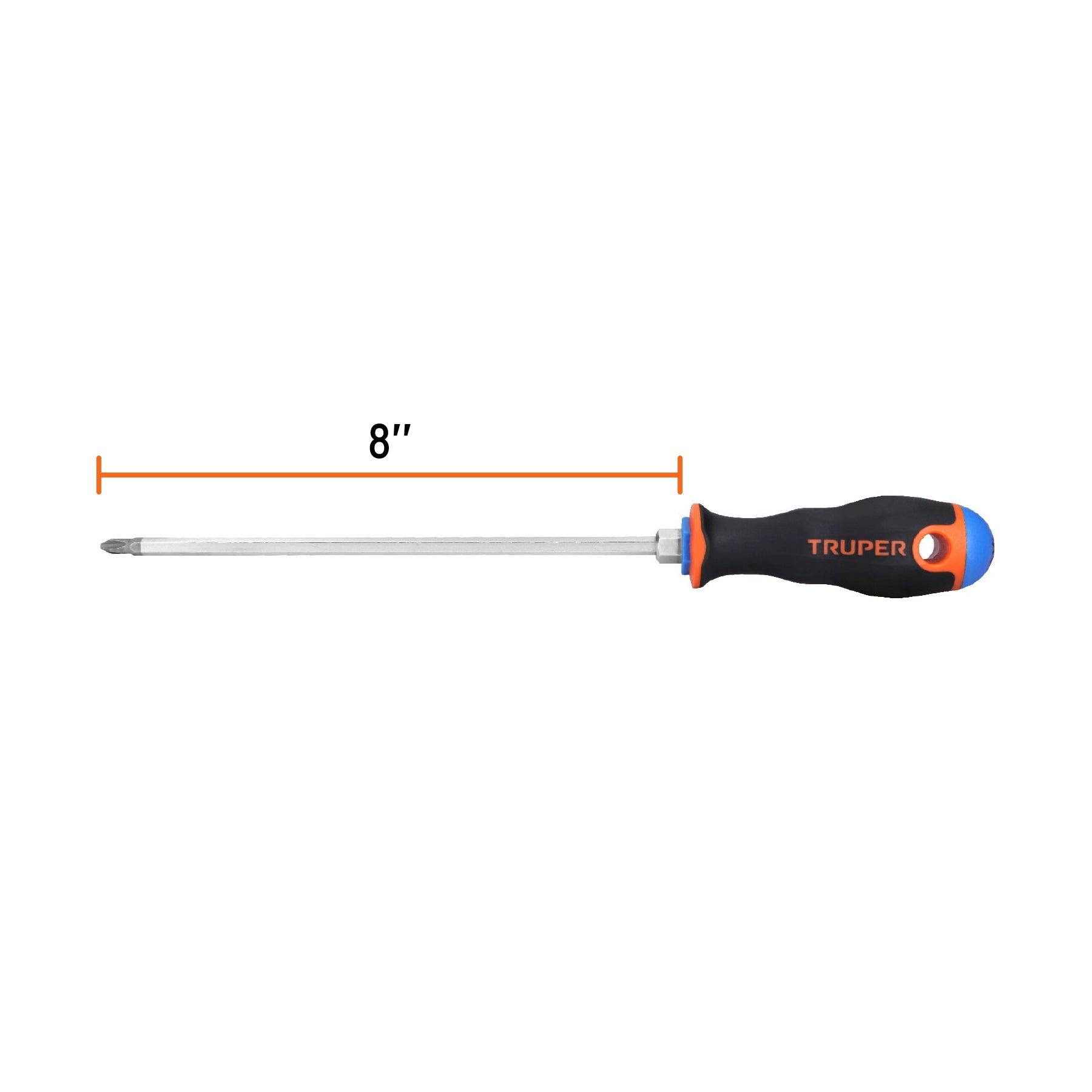 Desarmador de cruz 1/4" x 8" mango Comfort Grip, Truper - 14082