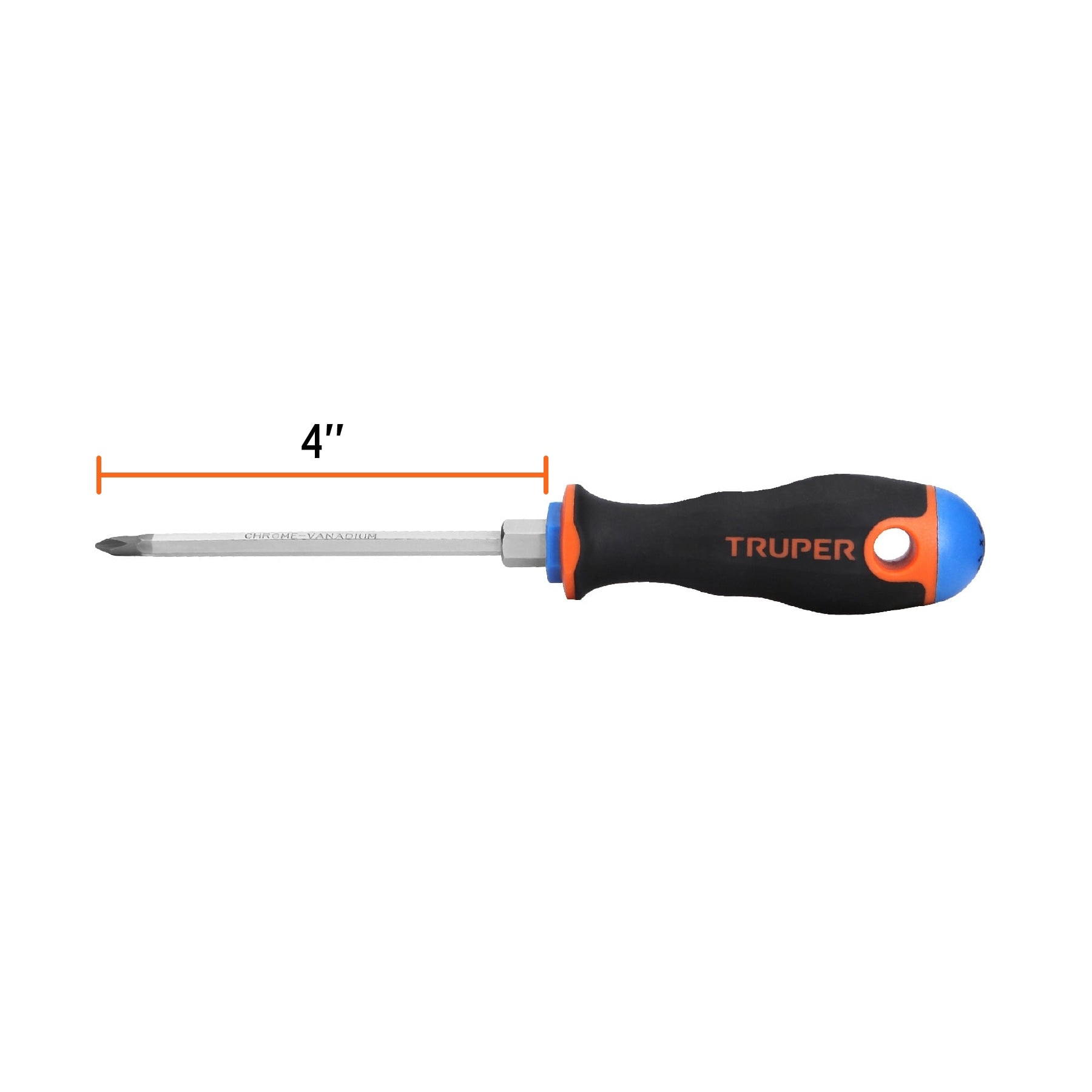 Desarmador de cruz 3/16" x 4" mango Comfort Grip, Truper cod: 100836