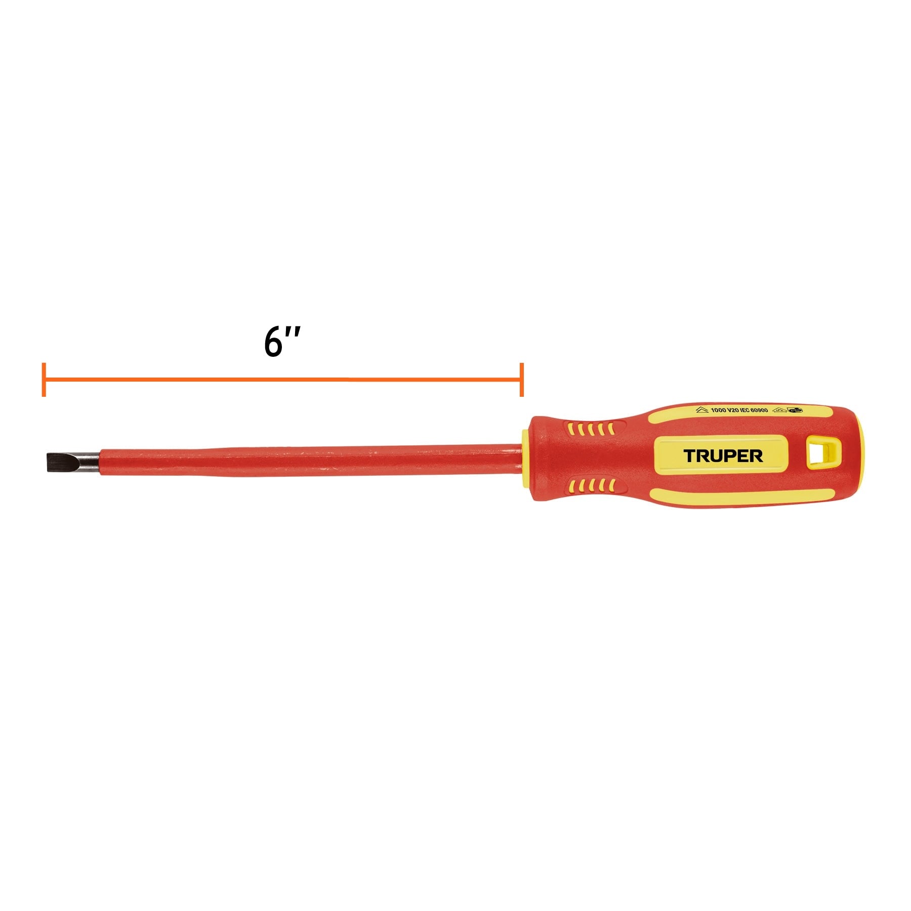 Desarmador dieléctrico plano 1/4' x 6', Truper - 102243