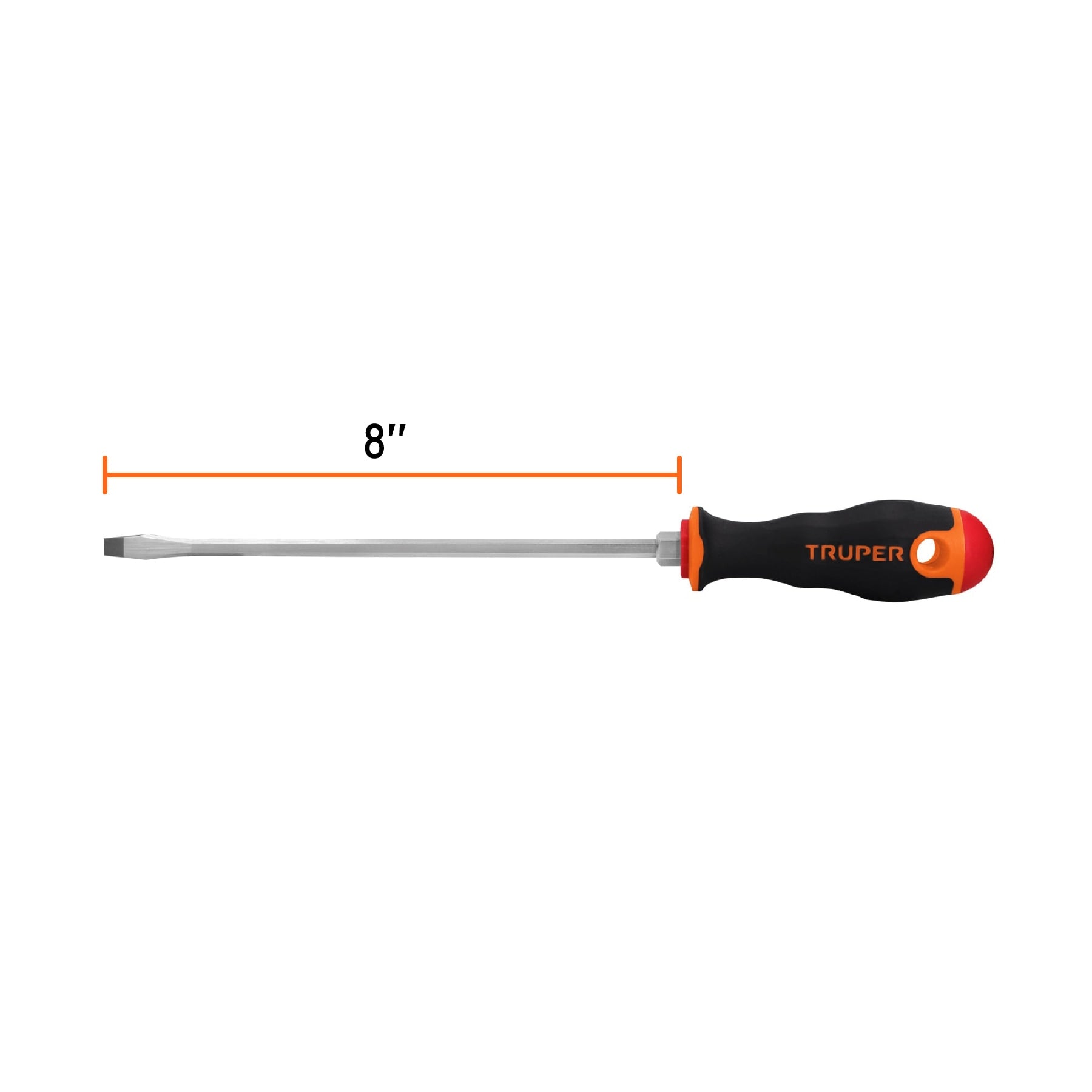 Desarmador plano 1/4" x 8" mango Comfort Grip, Truper - 100833