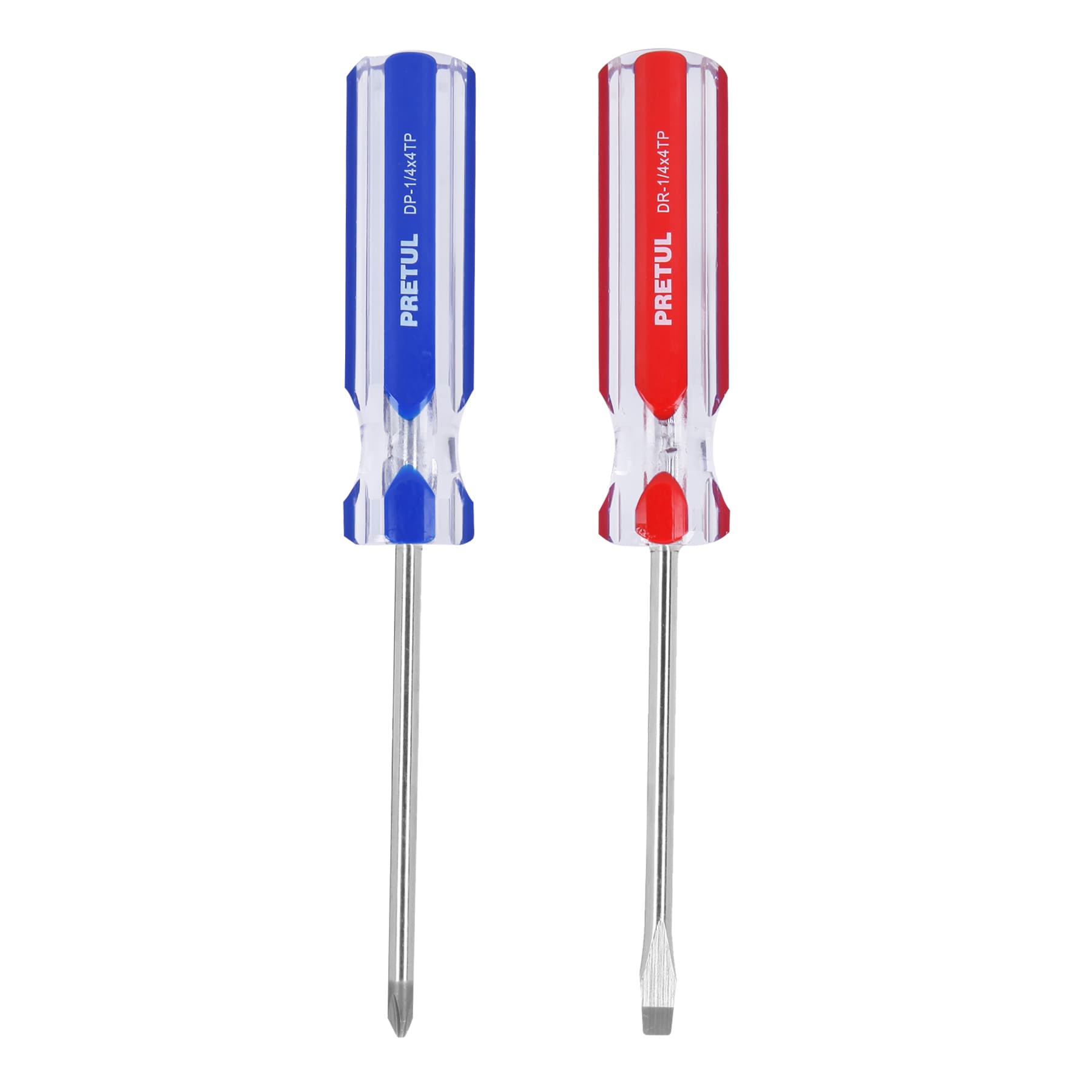 Dúo de desarmadores 1/4 x 4" mango de PVC, Pretul - 20210
