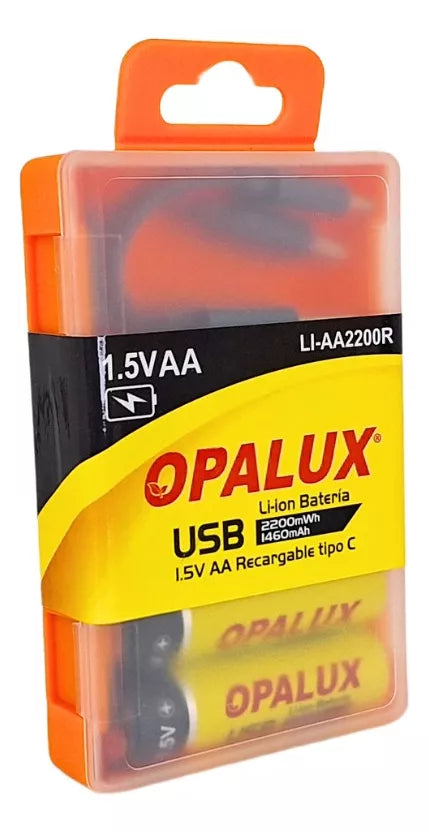 Pila AA Recargable Li-ion Opalux LI-AA2200R