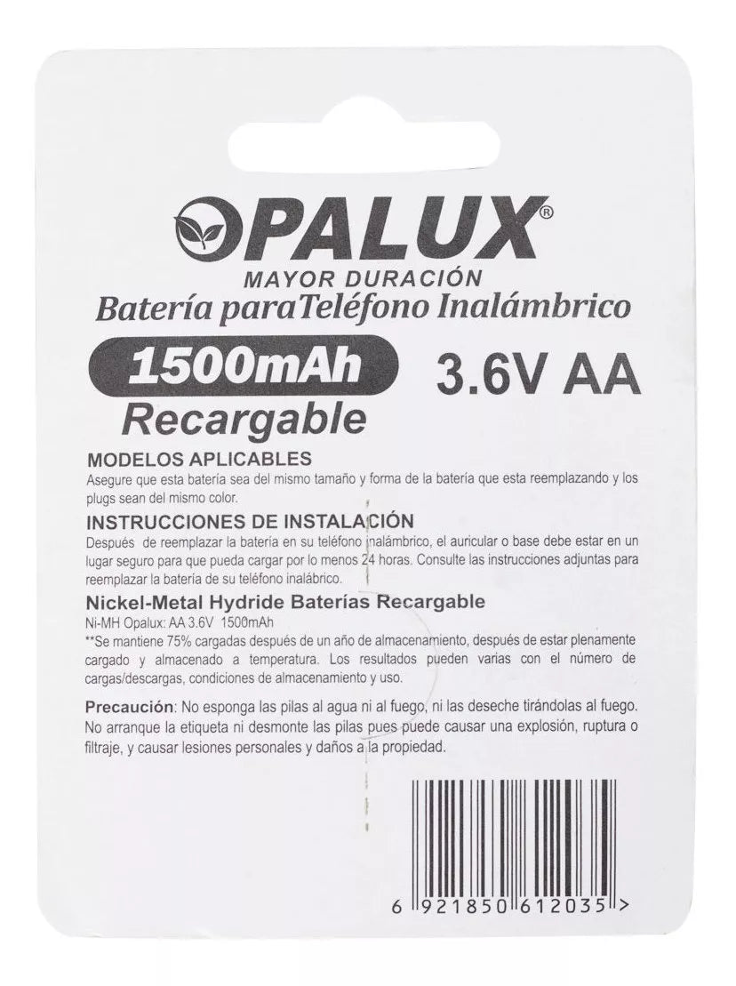 Batería Recargable Opalux 3aa 1500 Mah 3.6v Dh-1500-3.6v