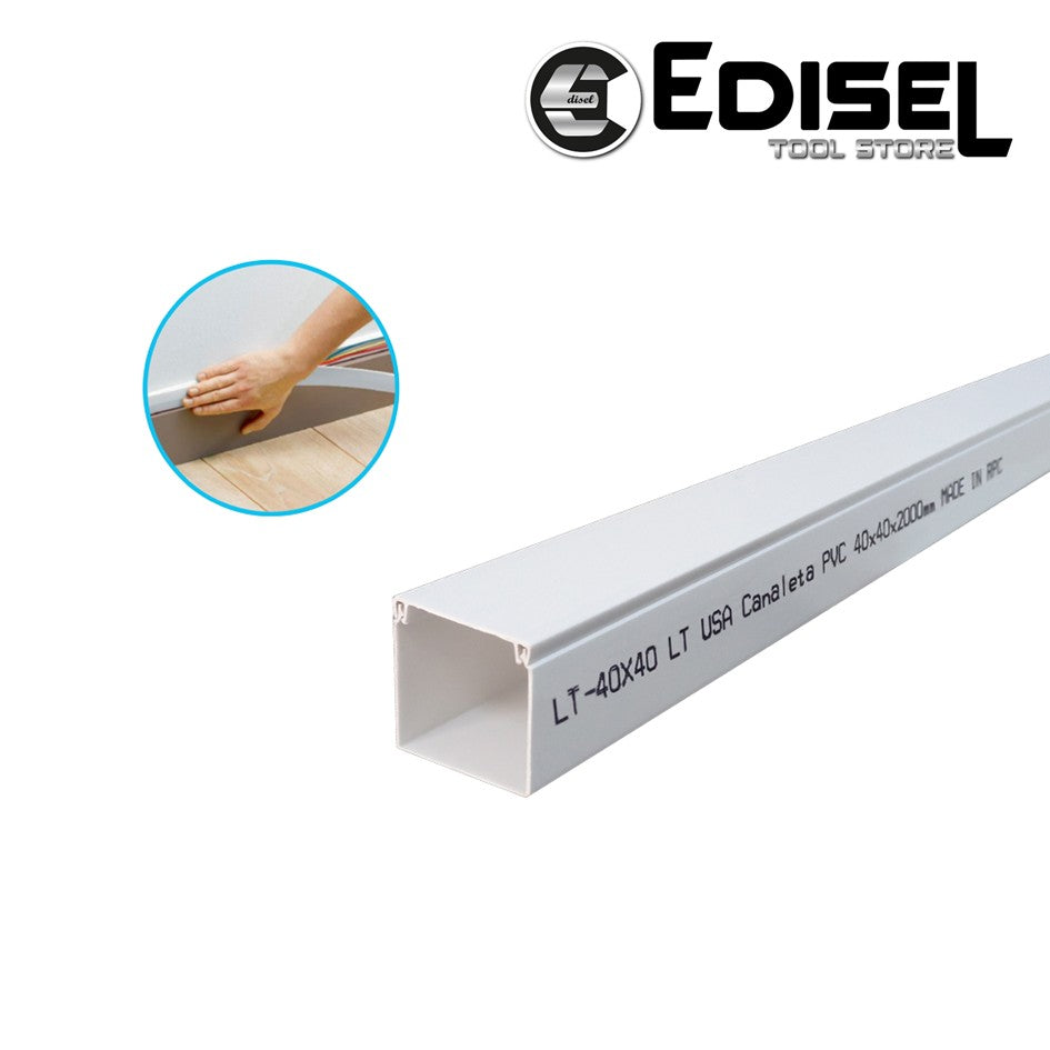 Canaleta PVC Blanca 40X40 de 2 mts EDILT-40X40