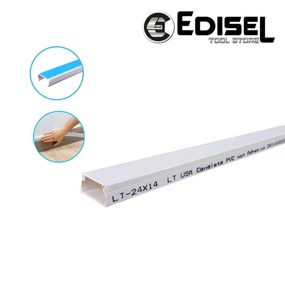 Canaleta PVC Blanca 24X14 con adhesivo 2 mts EDILT-24X14