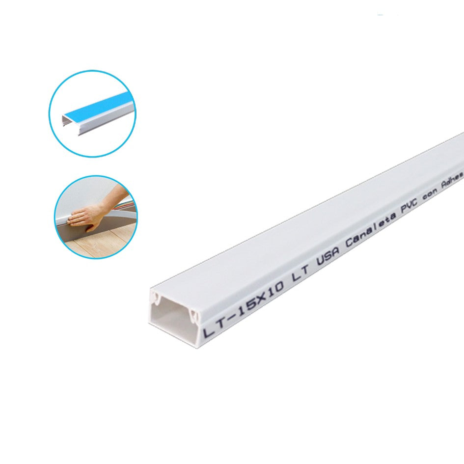 Canaleta PVC Blanca 10X15 con adhesivo 2 mts EDILT-10X15