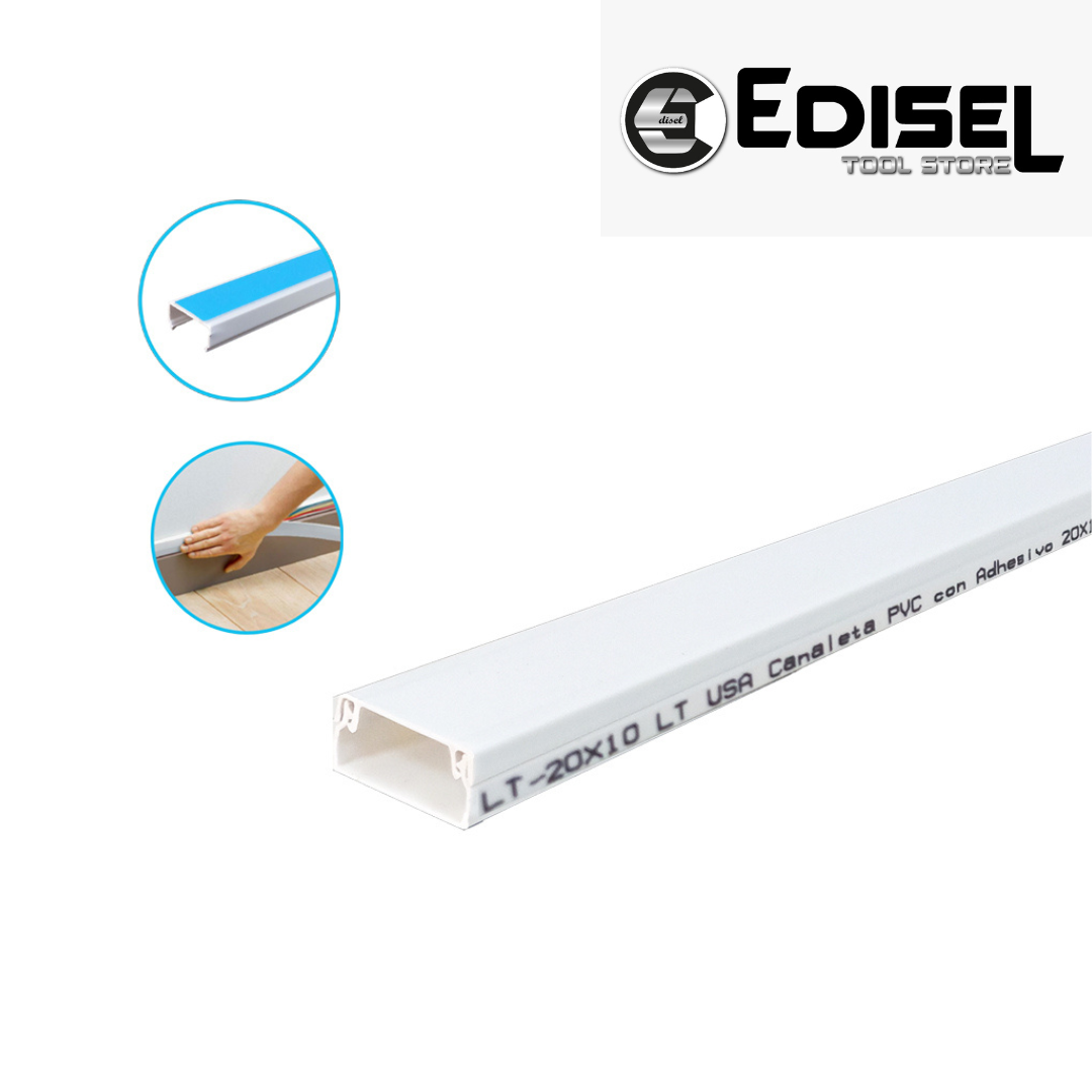 LT USA CANALETA PVC BLANCA 20X10 CON ADHESIVO 2MTS - LT-20X10