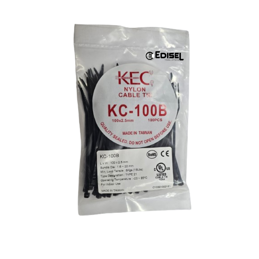 Cintillo de Nylon 2.5mm x 100mm KEC KC-100B (100und)